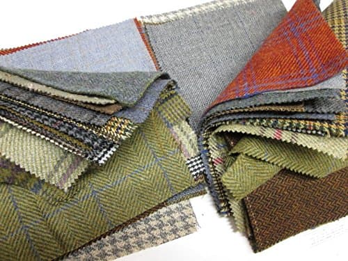 Tweed Patchwork 100% Wool Remnant Offcuts Squares 15 Pieces 23cm (9")