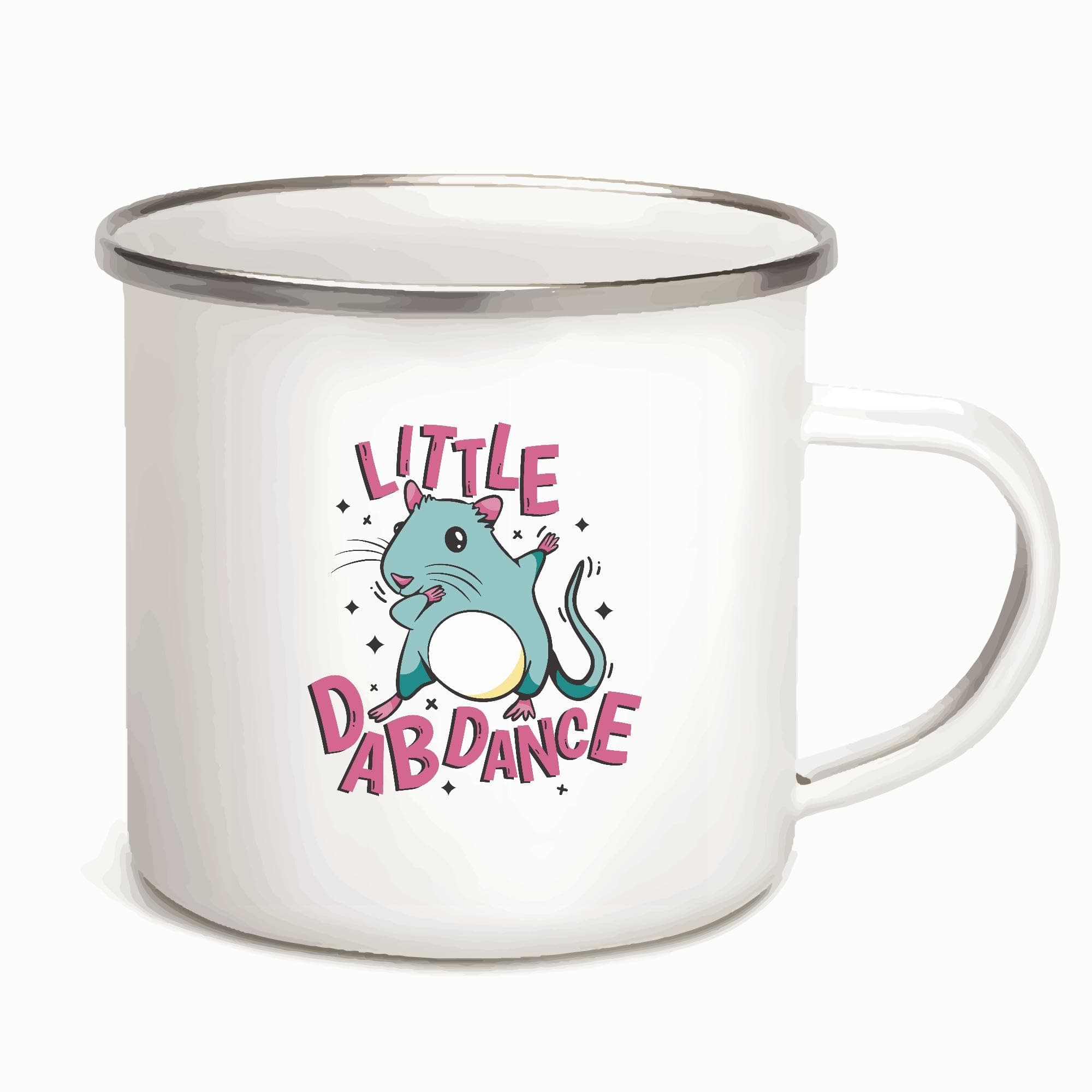 Cute Mouse Dabbing Gift for Kids Little Dab Dance Quote 12oz Enamel Silver Mug