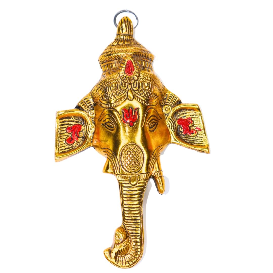 Big Size Ganesh Wall Hanging, Home Diwali Decor, Gate Decoration, Ganesha Golden Colour 8 Inch Height