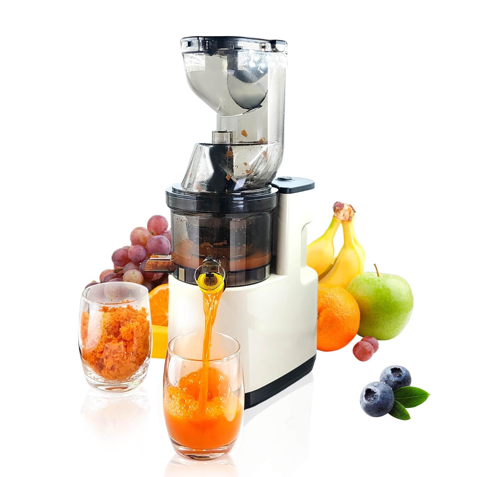 Cold Press Juicer Machines Slow Masticating Juice Extractor with Wide Feed Chute,High Yield Juice Maker for Fruit & Vegetable,Can make fruit ice cream - Easy to Clean Quiet Machine Extractor de Jugos