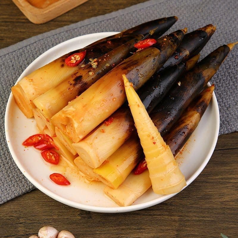 Hand peeled bamboo shoots 230g/pack，Pickled pepper Crispy Bamboo shoots,spicy chinese snack,fresh mountain pepper bamboo shoots,pickled vegetables,spicy strips (The old soup is not spicy,2 pack)