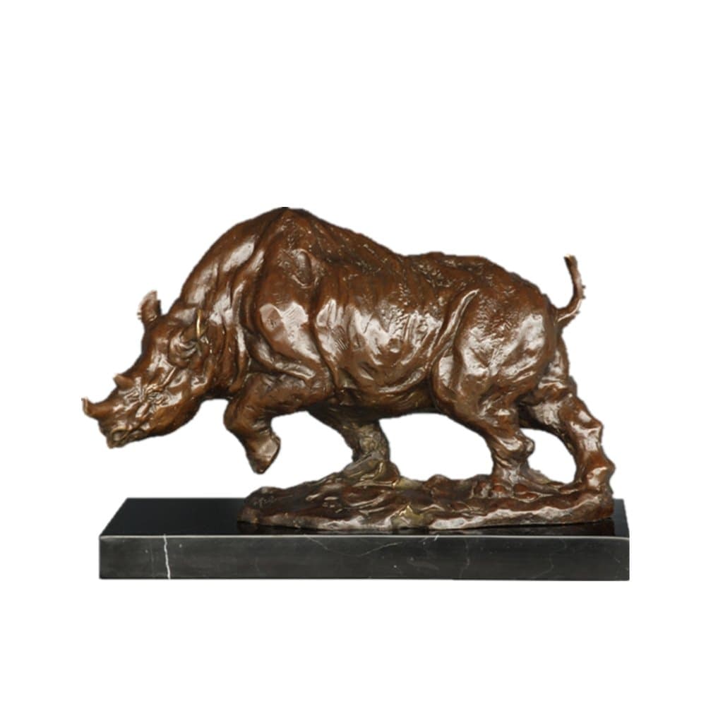 Toperkin Bronze Statues Animal Sculptures Rhino Artwork Handmade Art Craft Figurine TPAL-338