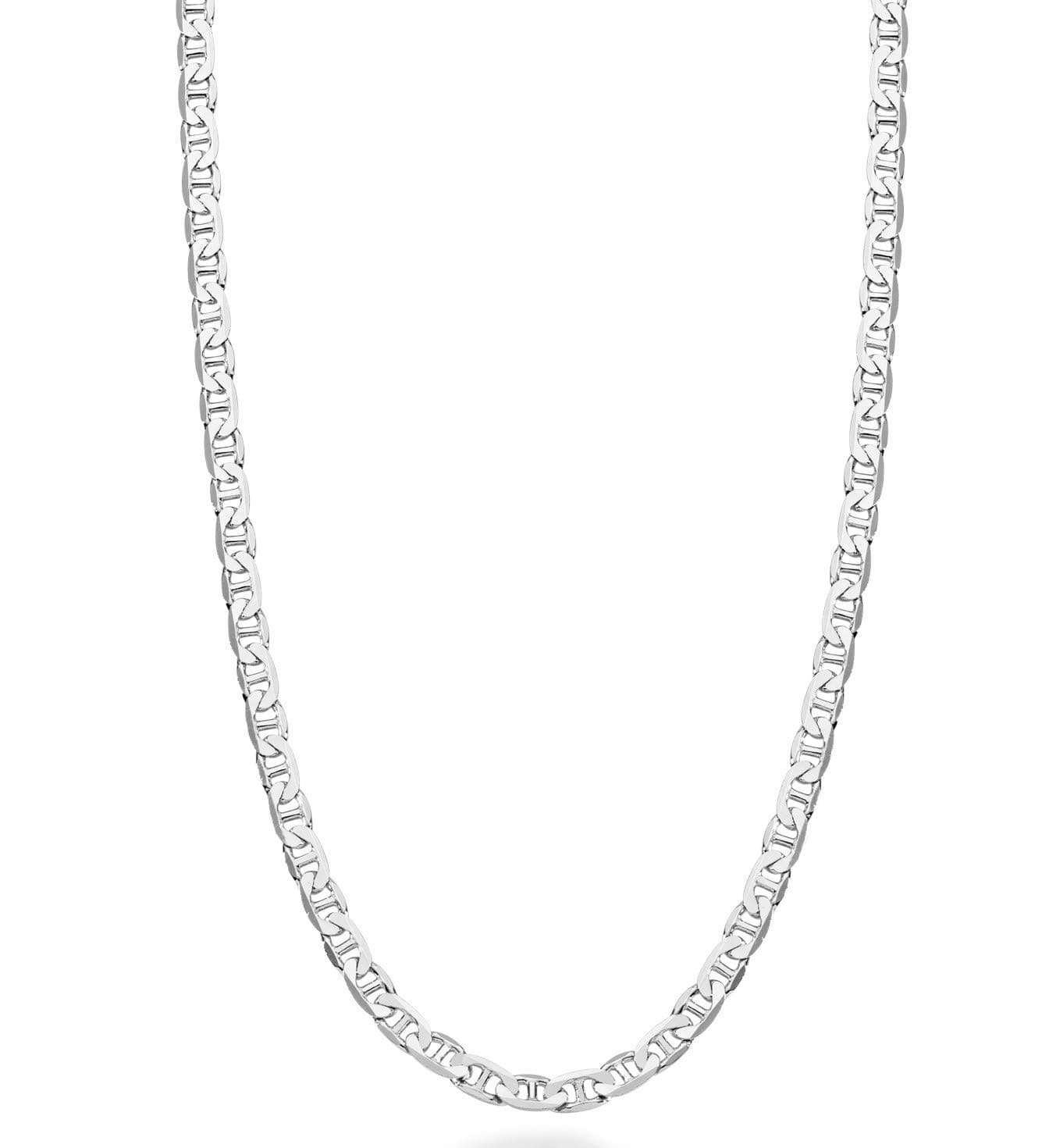 Italian Solid 925 Sterling Silver 3mm Diamond-Cut Solid Flat Mariner Link Chain Necklace for Women Men, Made in Italy (Length 16 Inches (women's choker length))