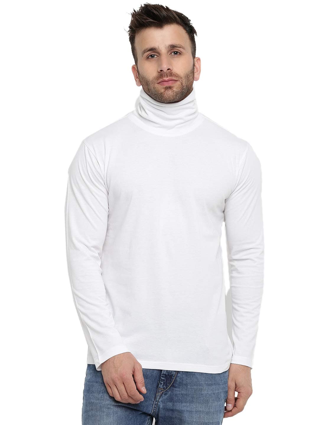 GRITSTONESMaroon Full Sleeves High Neck T-Shirt