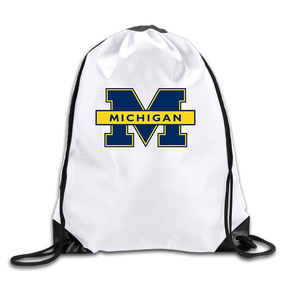 Michigan University Men's Women's Shoulder Drawstring Bag Backpack String Bags School Rucksack Gym Handbag