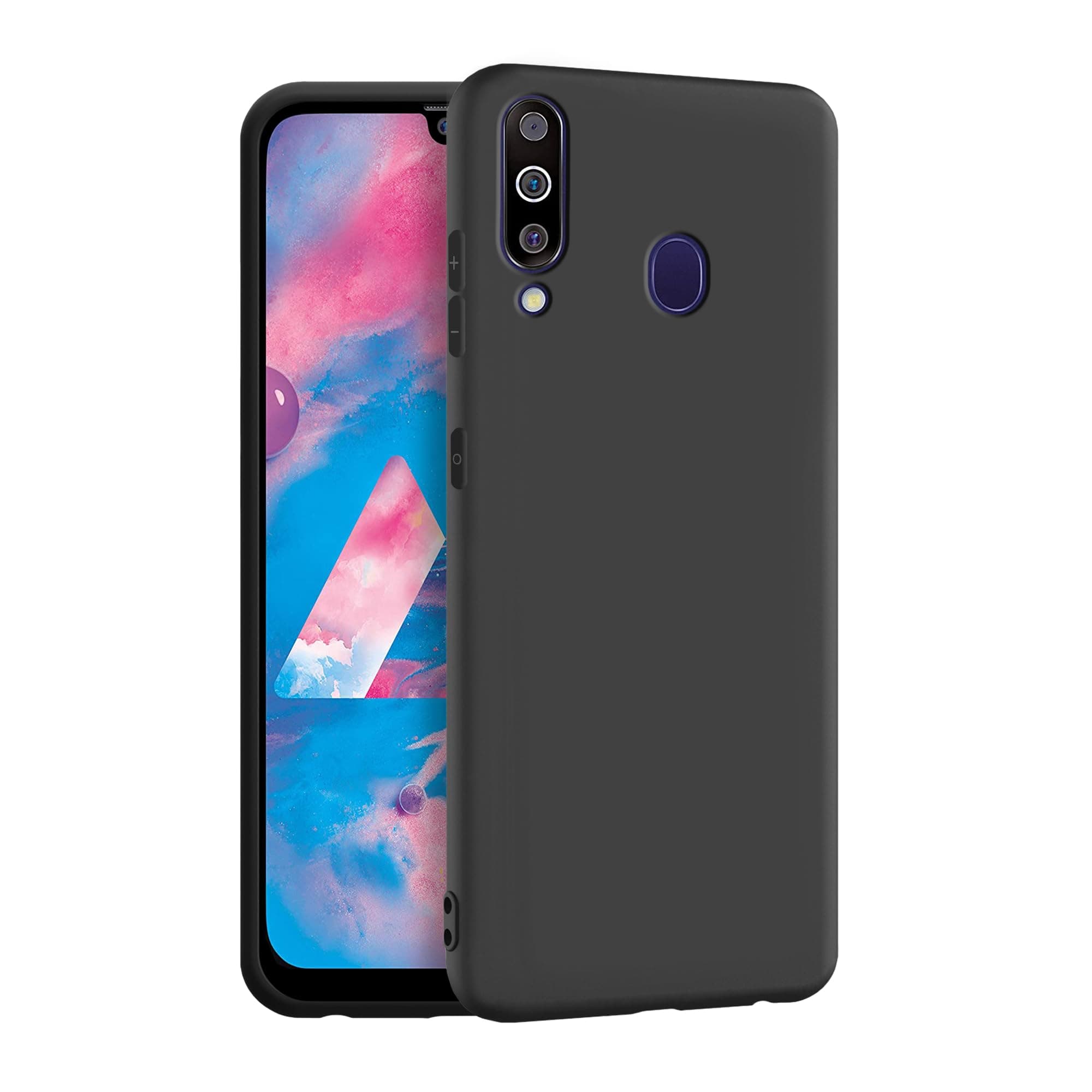 Back Cover for Samsung Galaxy M30 | Camera Bump Protection & Inner Velvet Fabric Lining | Ultra Slim Matte Soft Rubberised Case Cover (Black)