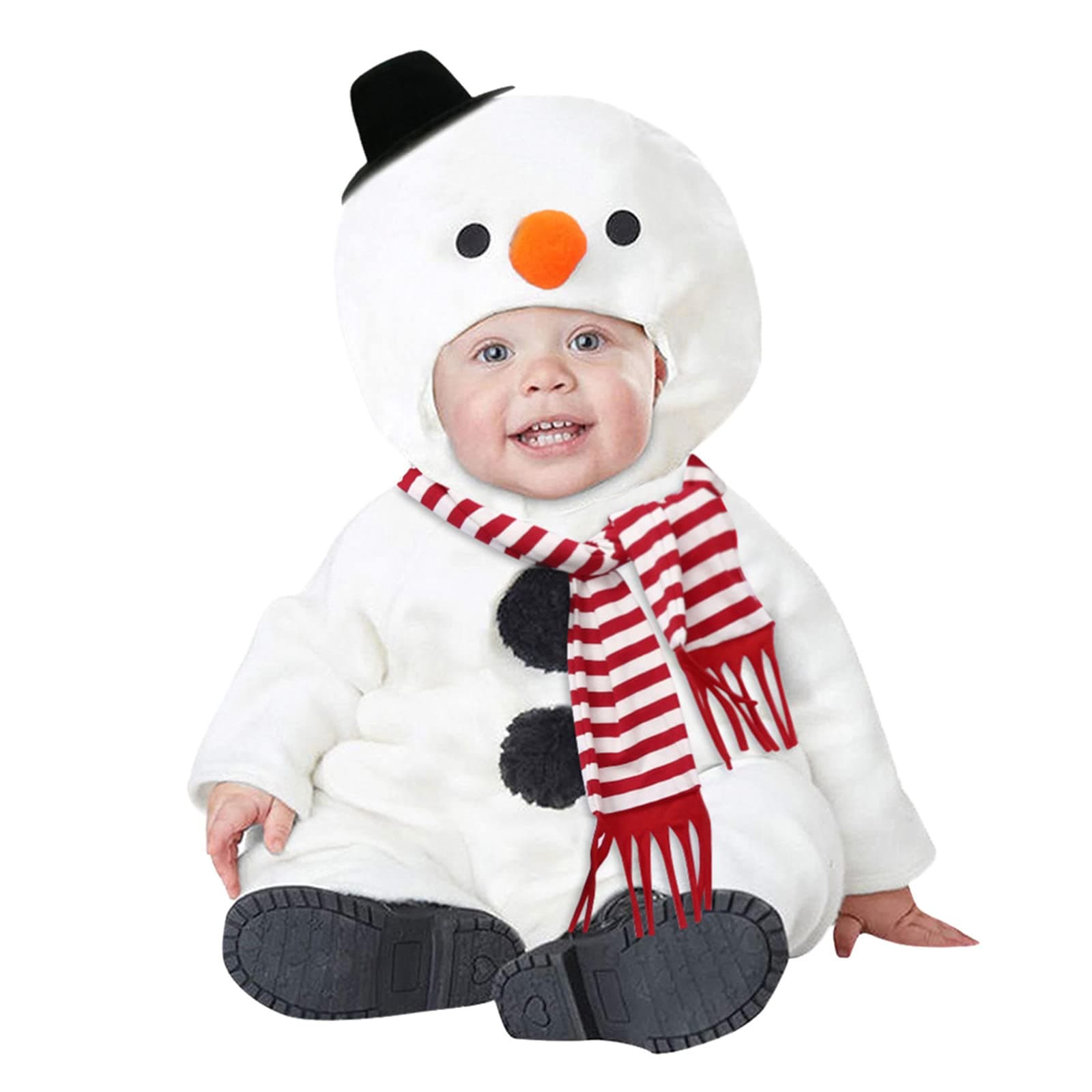 Infant Baby Boys Girls Christmas Outfits Xmas Cosplay Costume Snowman Fleece Hoodie Romper Jumpsuit Scarf Set