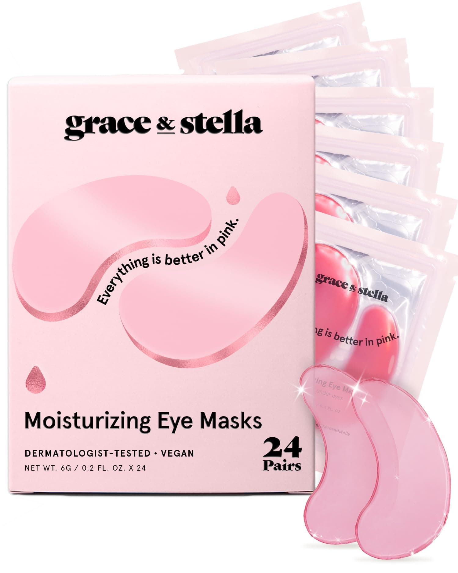 Grace & Stella Gold Powder Collagen Eye Mask (12 Pairs) Vegan Cruelty Free Under Eye Patches | Anti Ageing Dark Circle Treatment Advanced Night Wrinkle Repair Soothing Gel Masks Depuffing Pads