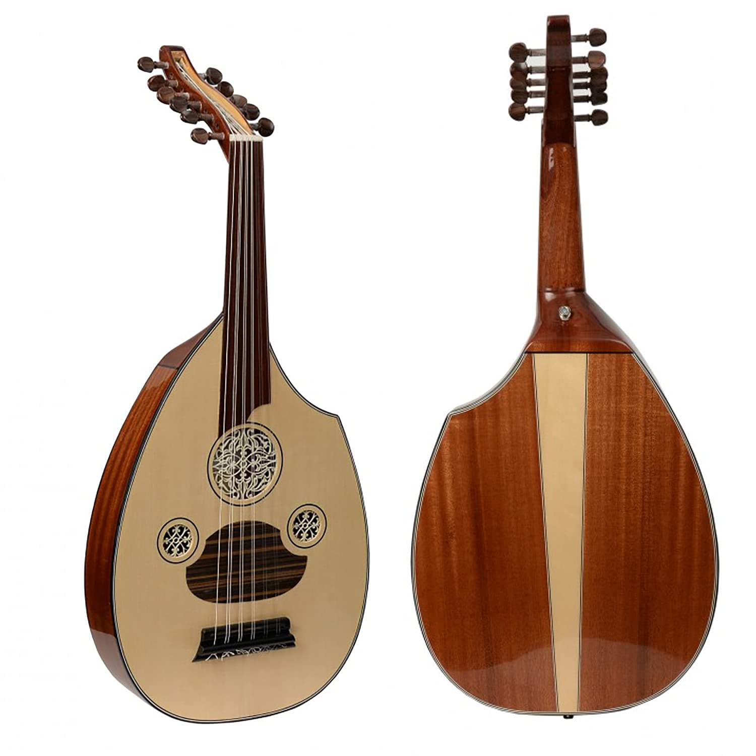 Professional Electric Turkish Flat Mahogany Oud " The Shine Star",Cat#FL1DC with Soft carry case