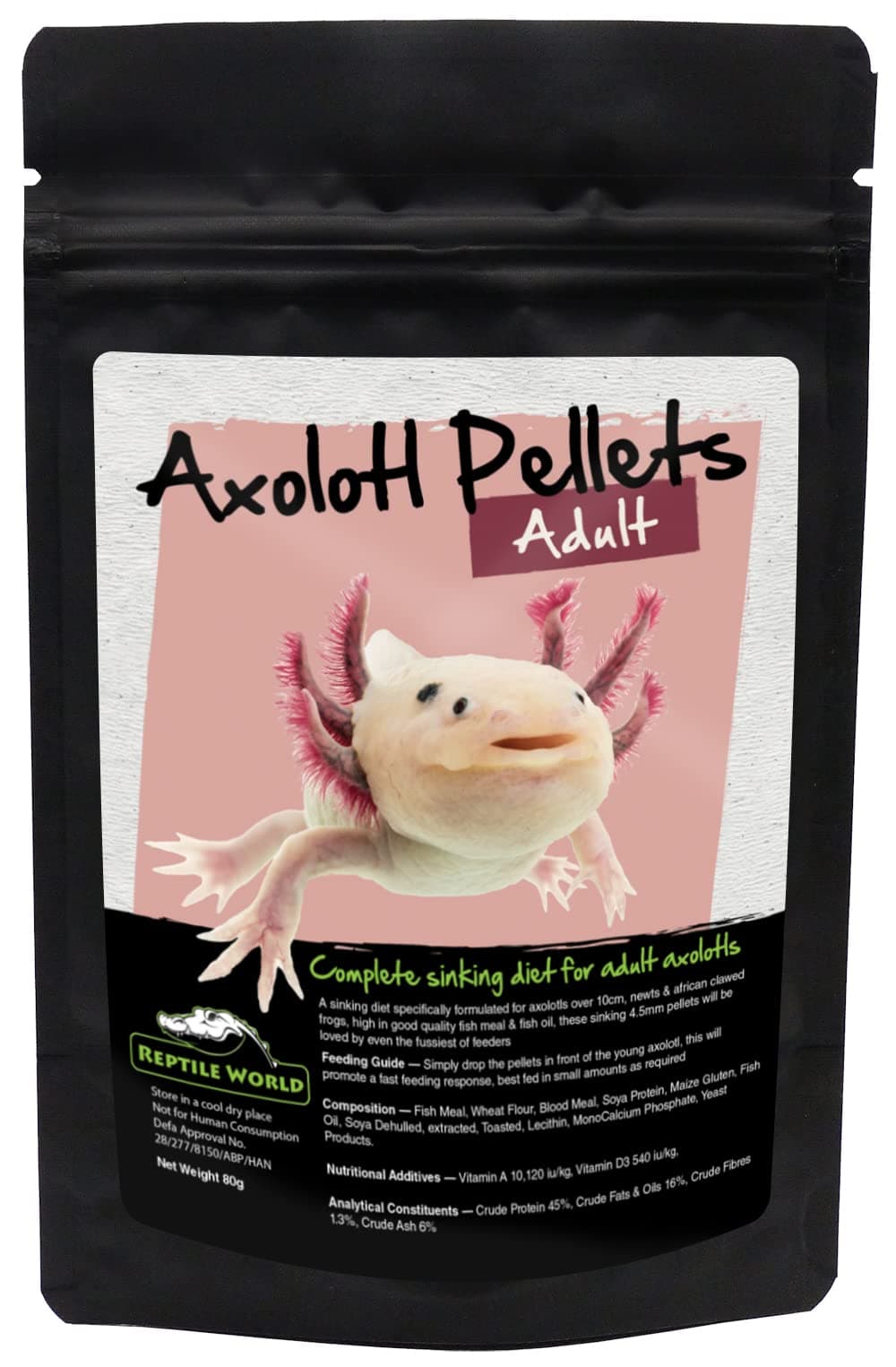 Axolotl Adult Pellets 80g | Natural Adult Amphibian Food for Axolotls, Newts, and Frogs