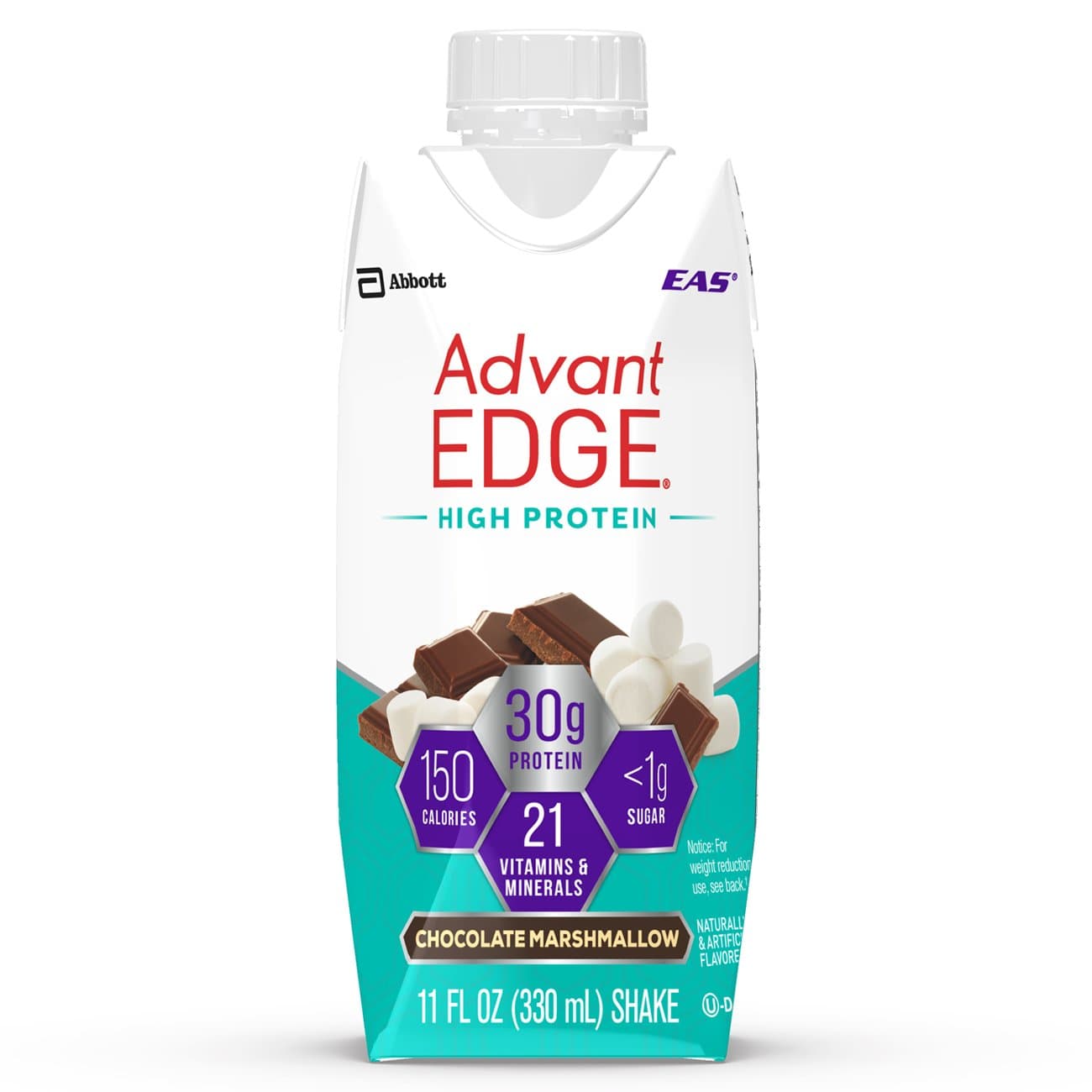 EAS AdvantEDGE High Protein Ready-to-Drink Protein Shakes, 30 grams of Protein, Chocolate Marshmallow, 12 Count