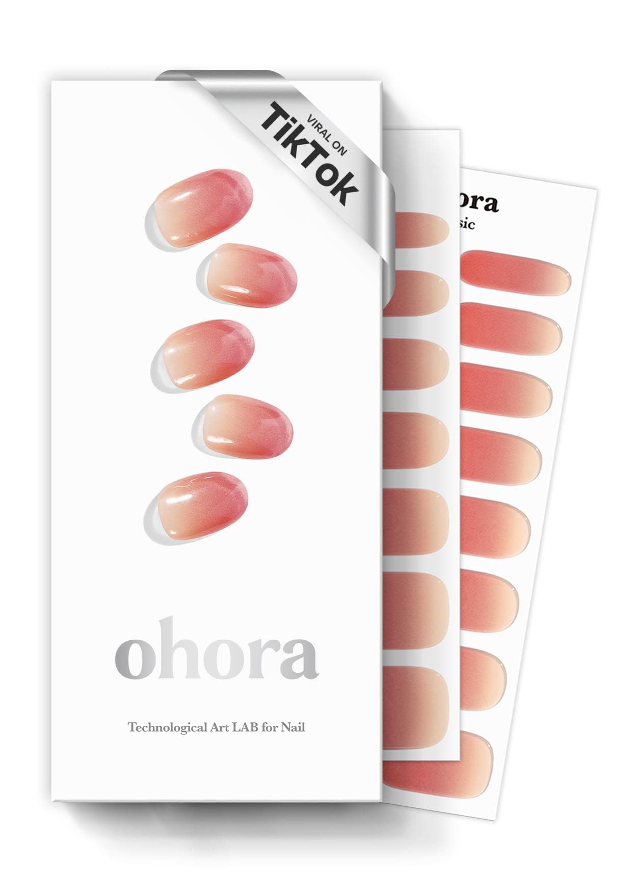 Ohora Semi Cured Gel Nail Strips - Red, Ombre, 30 Pcs, UV Lamp Compatible, Salon-Quality, Long-Lasting & Easy to Apply, Includes 2 Prep Pads, Nail File & Stick