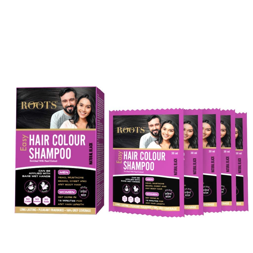 Roots Easy Hair Colour Shampoo (5 Travel Sachets -30 ml Each)