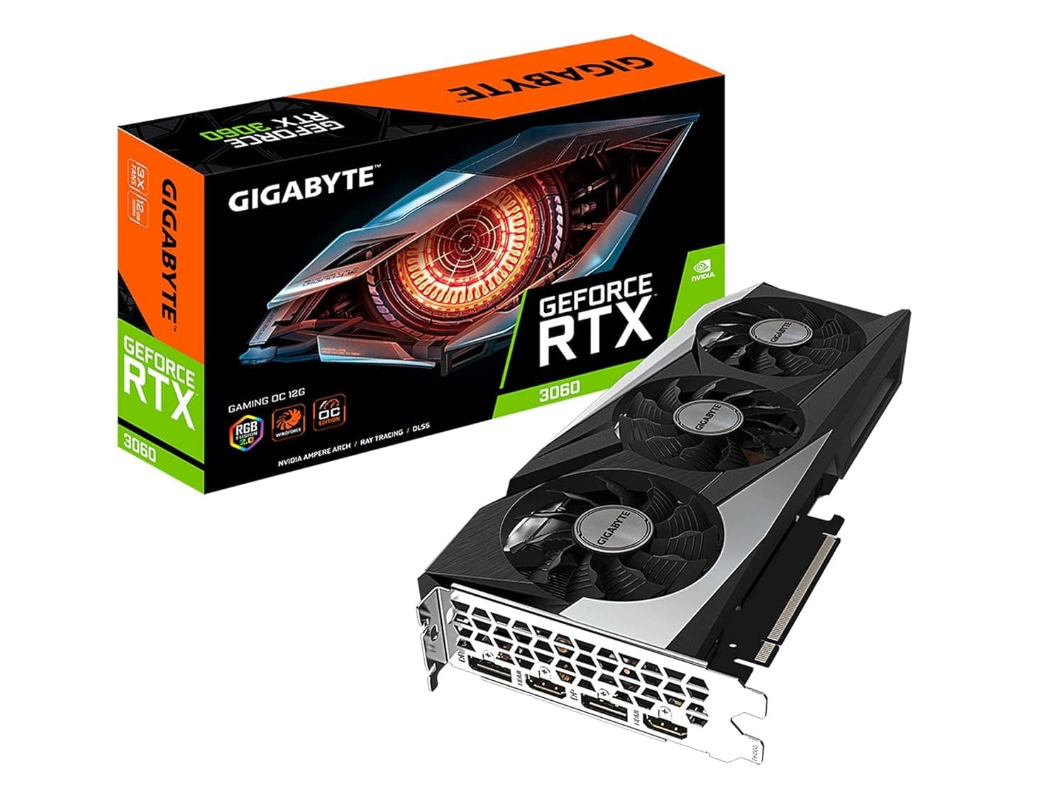GIGABYTE GeForce RTX 3060 Gaming OC 12G (REV2.0) Graphics Card, 3X WINDFORCE Fans, 12GB 192-bit GDDR6, GV-N3060 Video Card