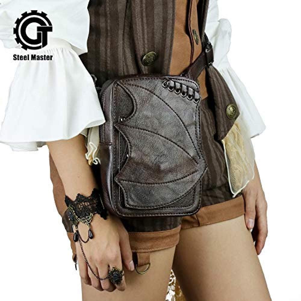 Gothic Waist Bags Vintage Punk Shoulder Bag Men Women Mini Leather Leg Bag