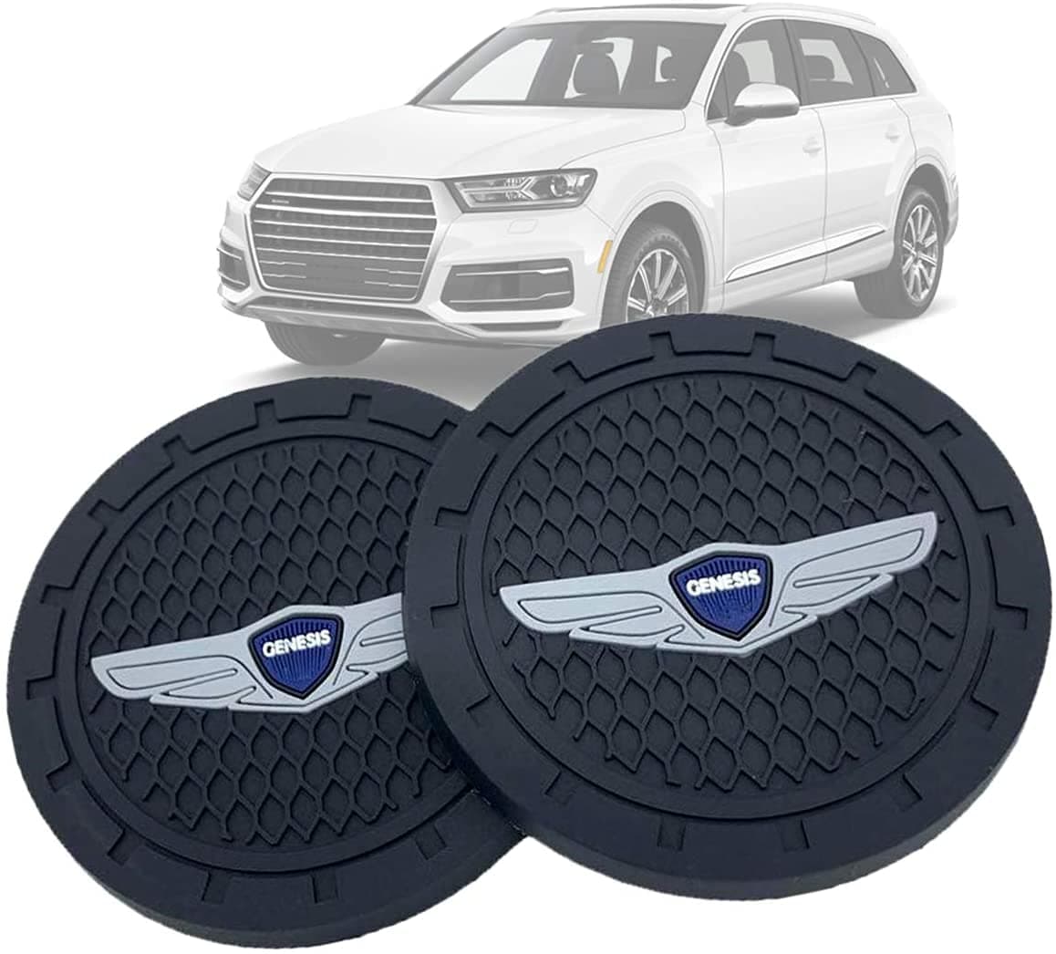 2.75 Inch Diameter Oval Tough Car Logo Vehicle Travel Auto Cup Holder Insert Coaster Can 2 Pcs Pack (fit Genesis)