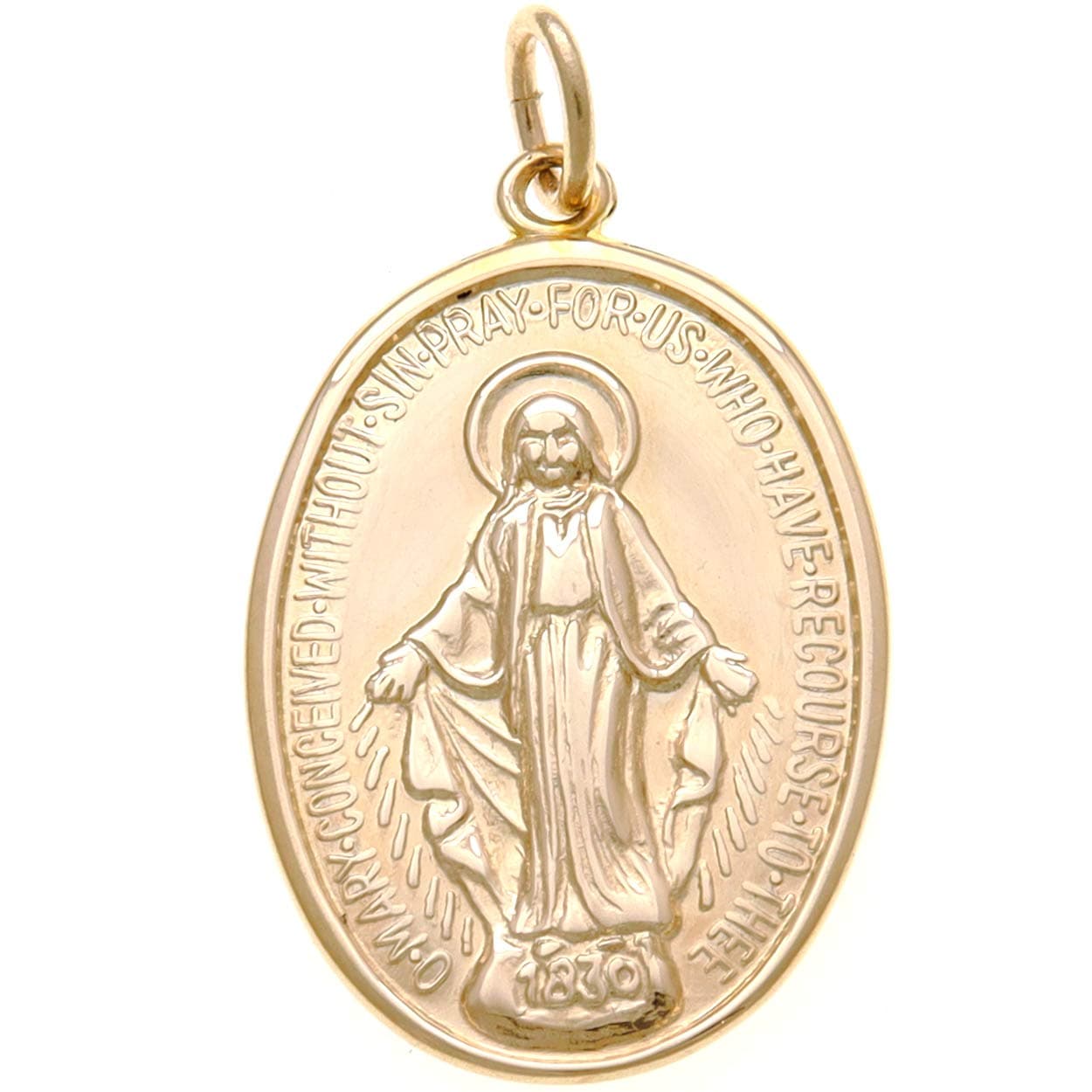 Large Solid 9ct Gold Miraculous Medal Catholic Pendant - 28mm x 18mm Miraculous Medal PENDANT ONLY with Jewellery Gift Box