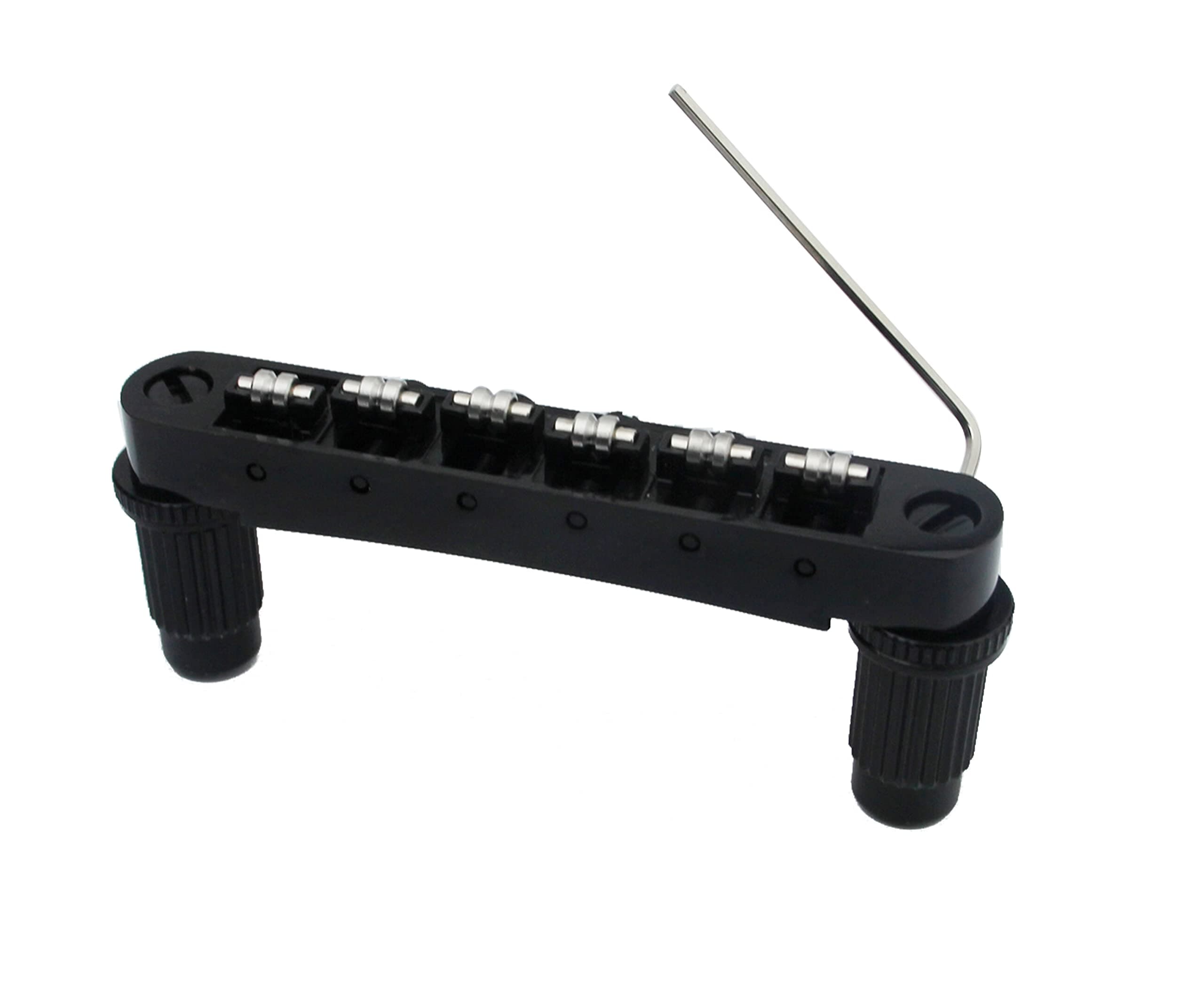 Guitar Tune-O-Matic Roller Saddle Bridge Replacement Part Compatible with Gibson Les Paul LP SG Style 6 String Electric Guitar - GM005, Black