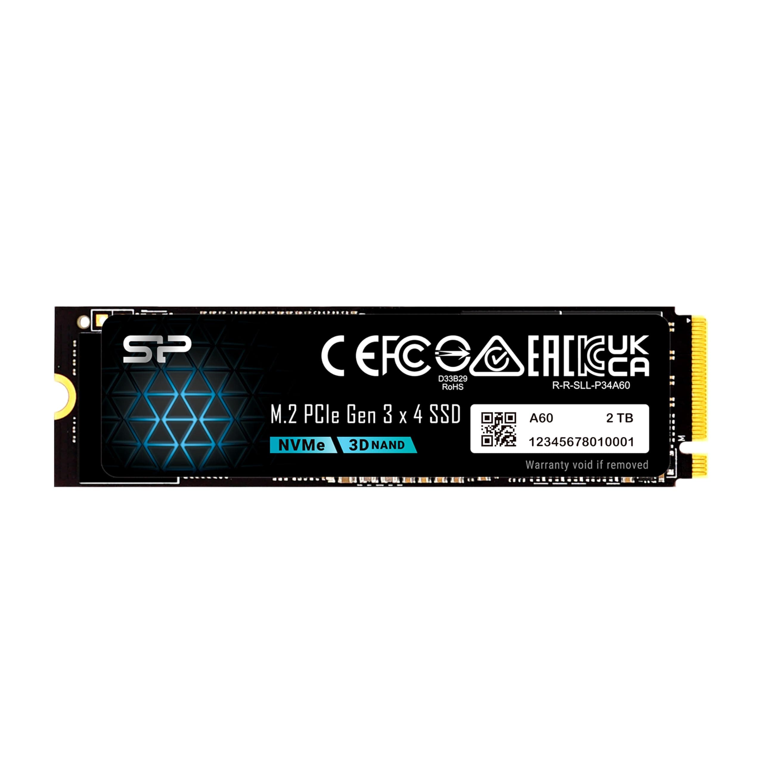 SP Silicon Power Silicon Power P34A60 2TB NVMe PCIe M.2 SSD, 3D TLC NAND with SLC Cache, Up to 2200MB/s, M.2 2280 Internal Solid State Drive for Desktop Laptop PC Computer