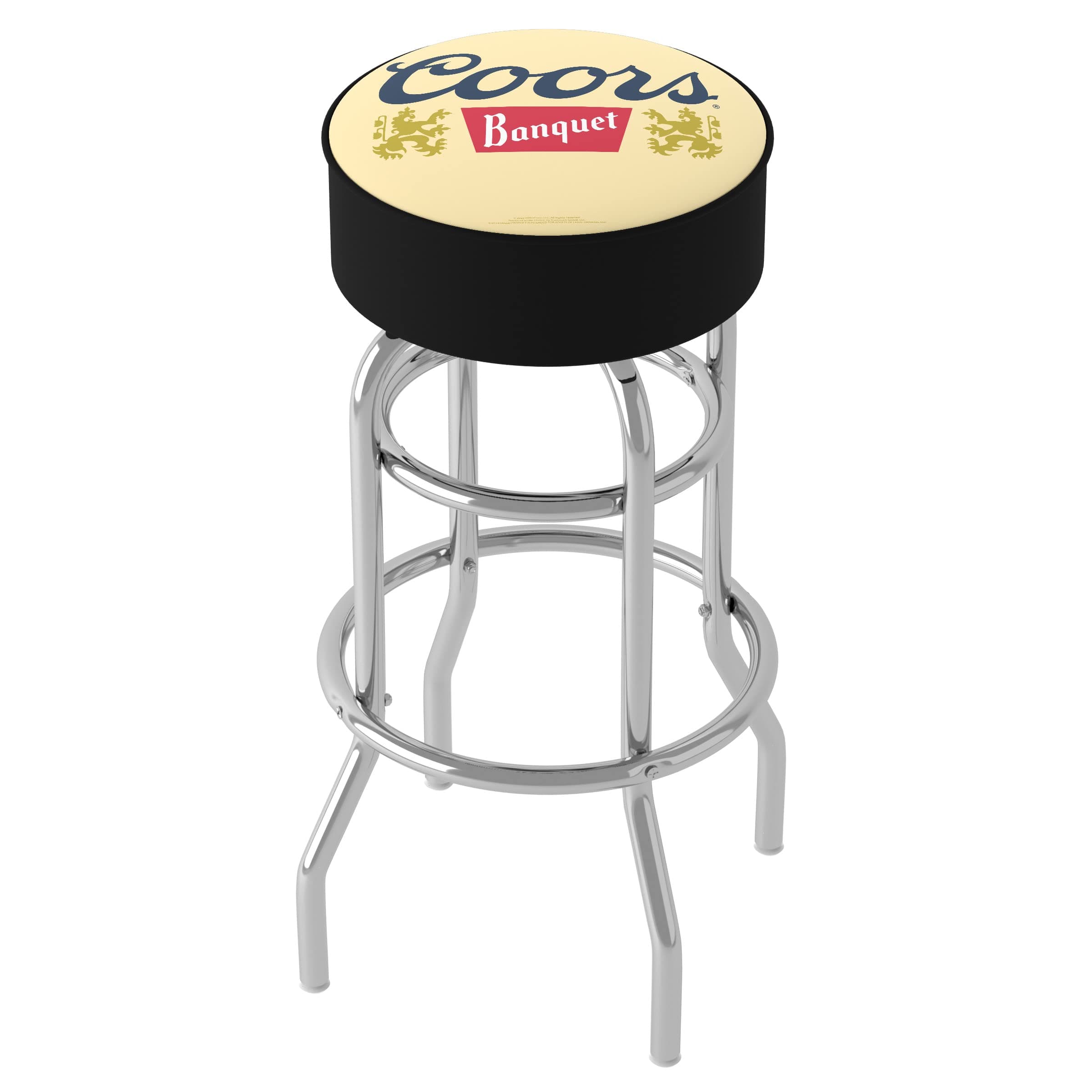 Trademark Global Bar Stool - Coors Banquet Logo Stool with Foam Padded Seat - Swivel Chair for Game Room, Garage, or Home Bar