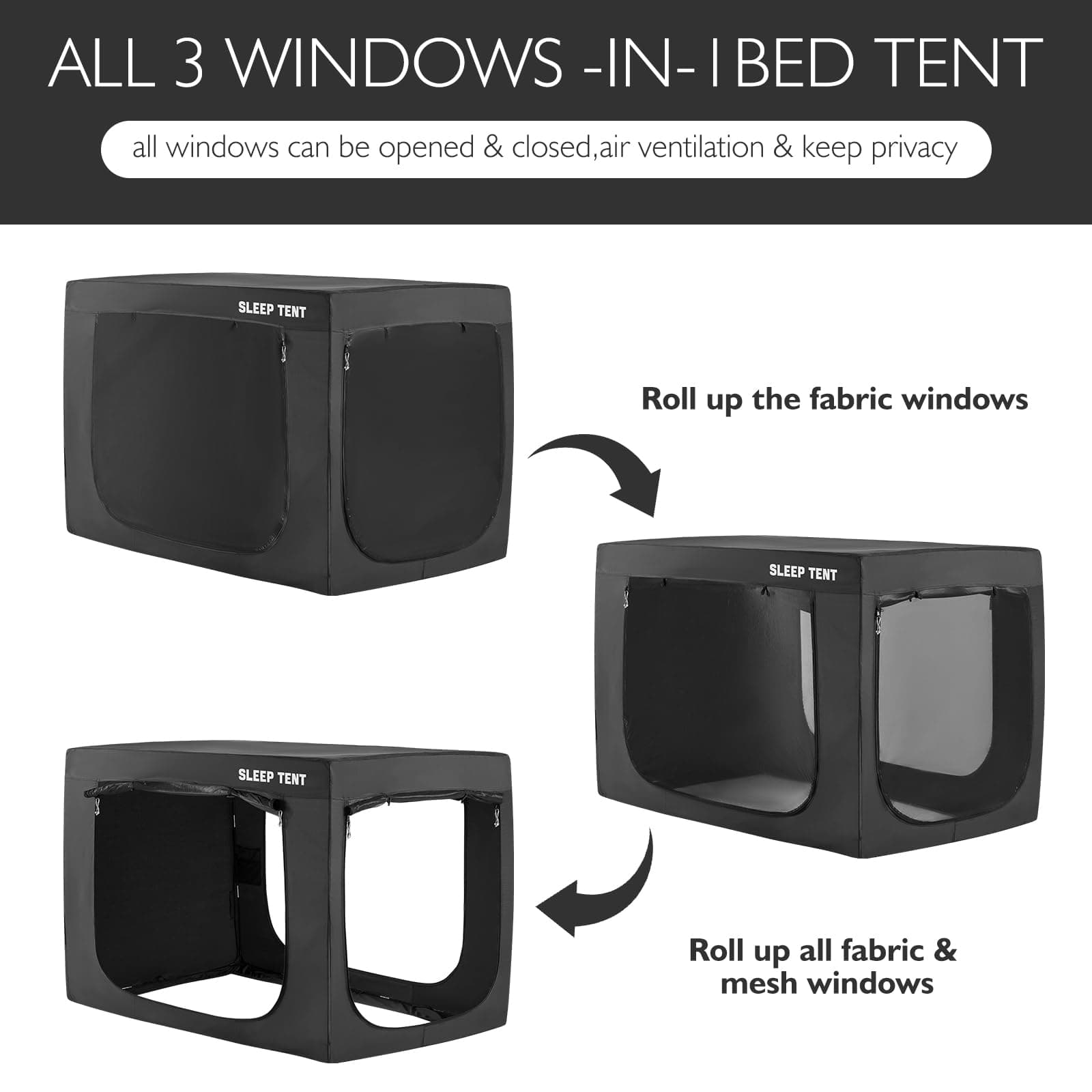 BORNA Bed Tent Bed Canopy Queen Size for Adult and Kids,Portable Sleeping Tents Dream Tents Indoor for Kids and Adult, Breathable Privacy Space on Bed with Three Doors (Mattress Not Included)…