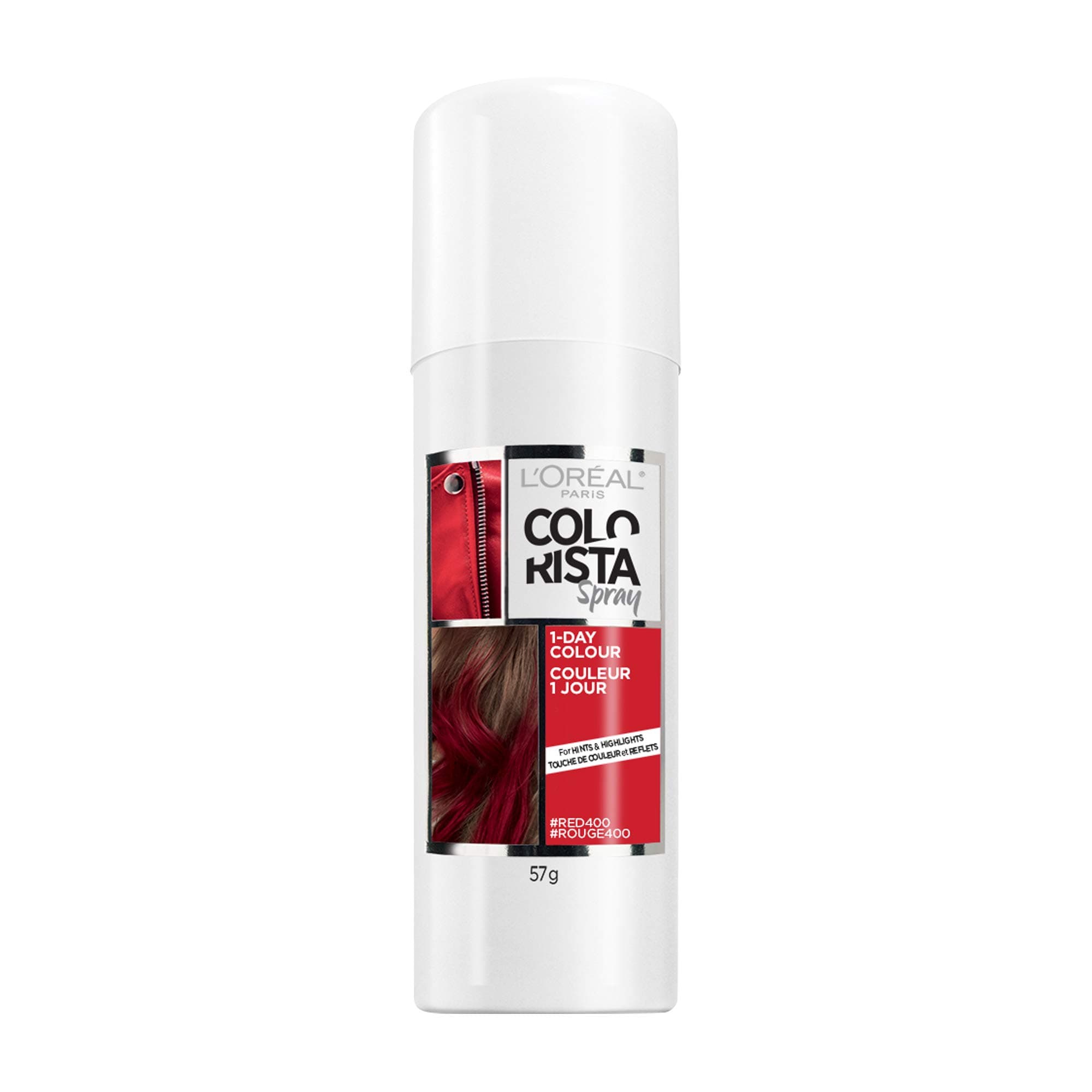 L'Oreal Paris Colorista Hair Makeup Temporary, Semi Permanent 1-Day Hair Colour Spray for Hints and Highlights, Ammonia and Peroxide Free, Red, 2 oz