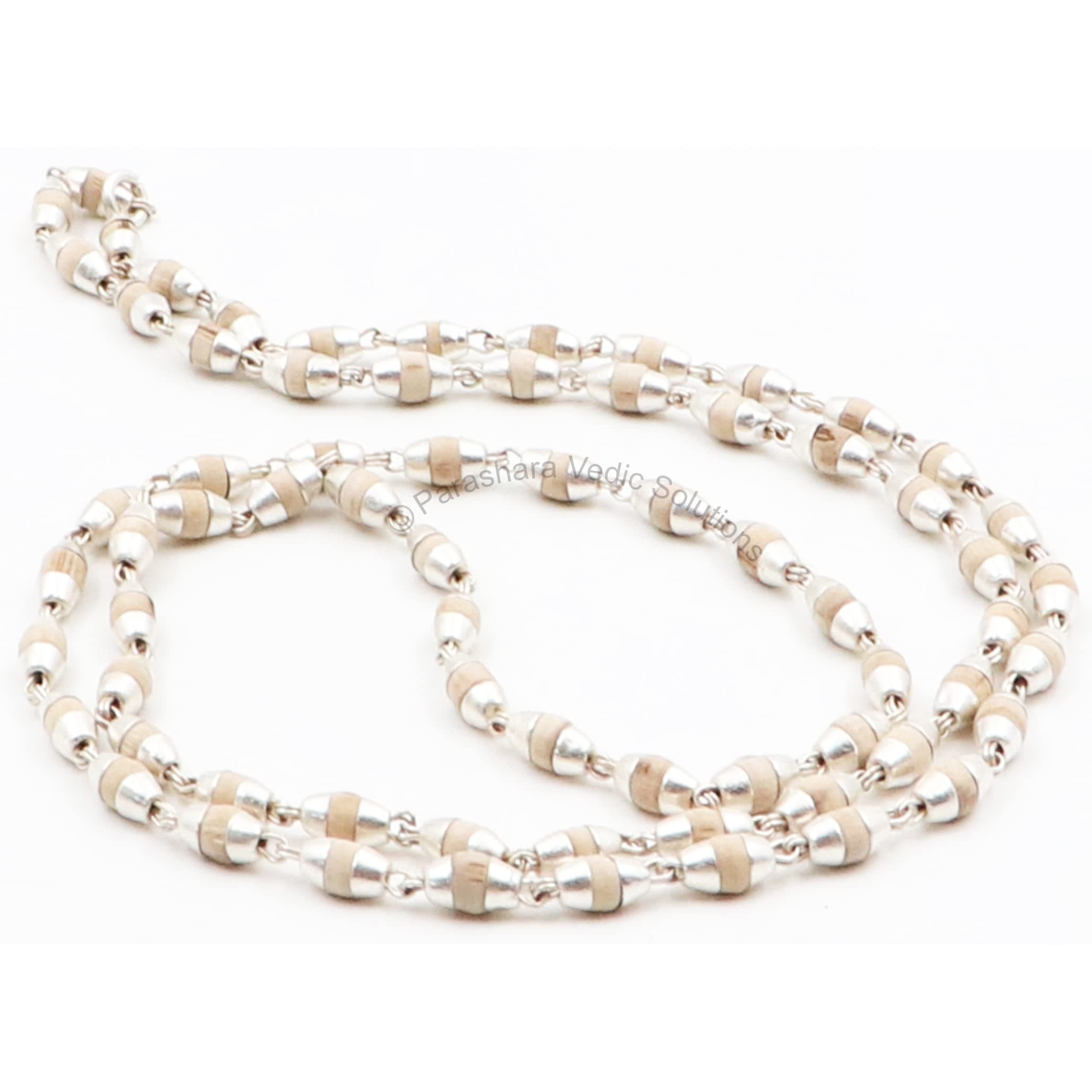 ARKAM Tulsi Mala with Silver Capping/Silver Tulsi Mala for Men and Women/Tulsi mala Silver Cap Original (Size: 3mm, Length: 24 inches)