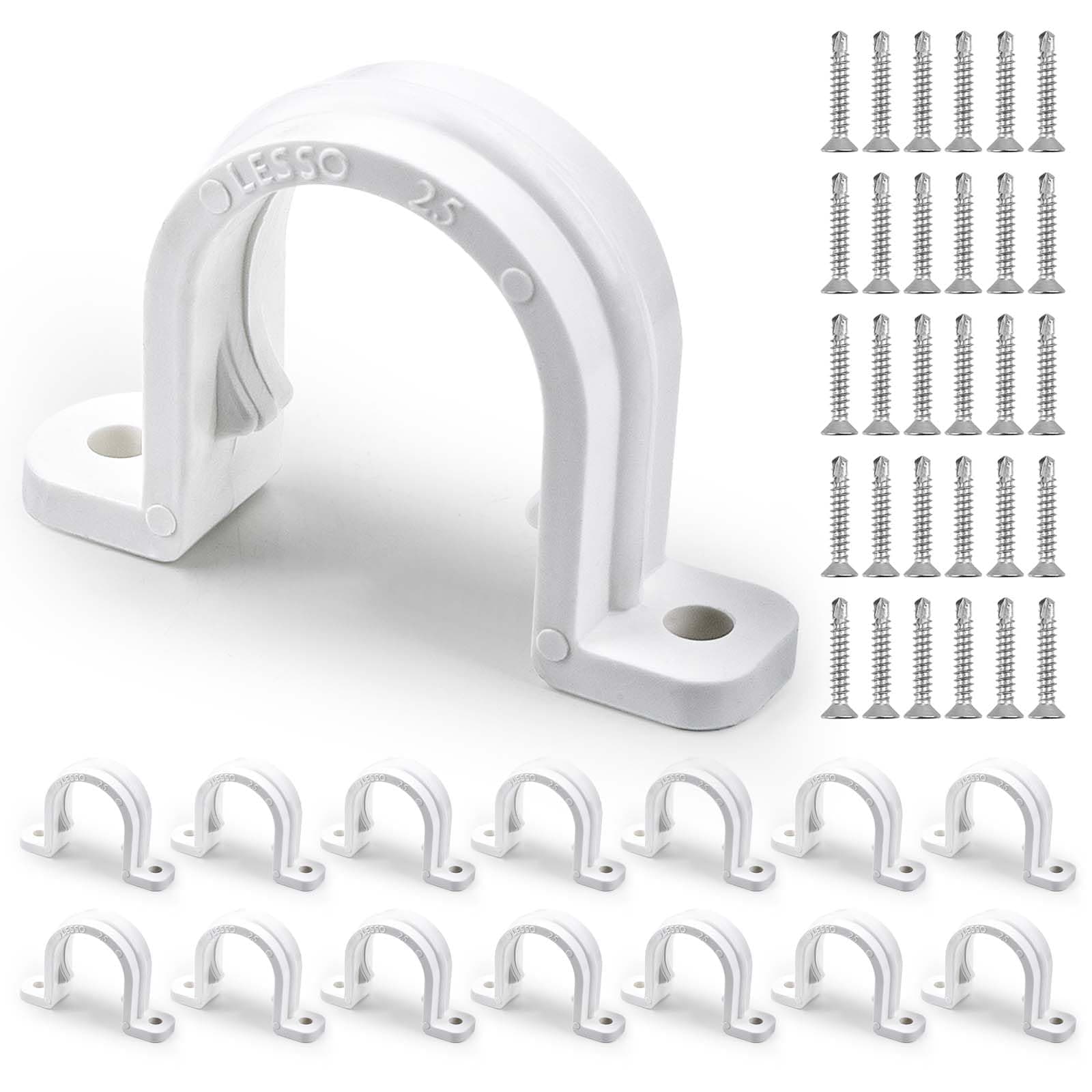 15 Pcs 3/4 Inch Pipe Clamps with Screws PVC Conduit Clamp Pipe Strap, for Fixing Pipe Cable Wires Flexible Conduit