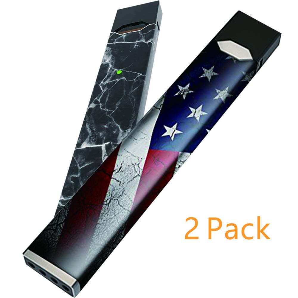 Juul Skin 2pack,Juul Wrap Vinyl Decal for Juul Sticker Skins for Juul Cover/American Flag Distressed and Black Marble