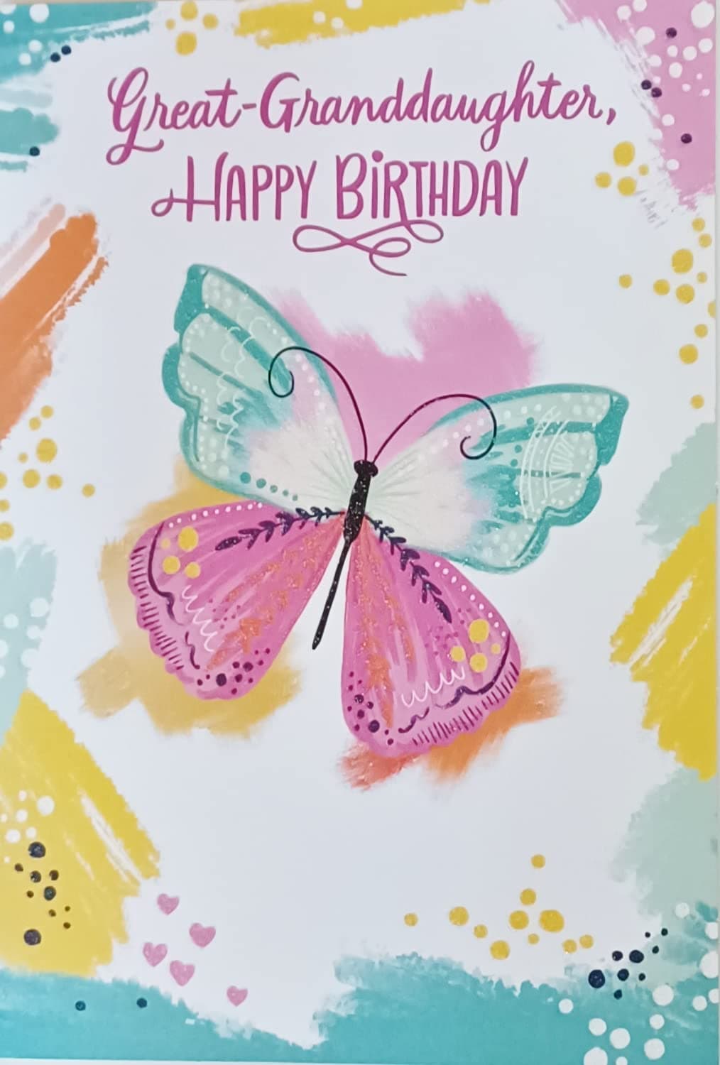 Greeting Card You're A Wonderful Blessing To Our Family Great-Granddaughter Happy Birthday with Butterfly