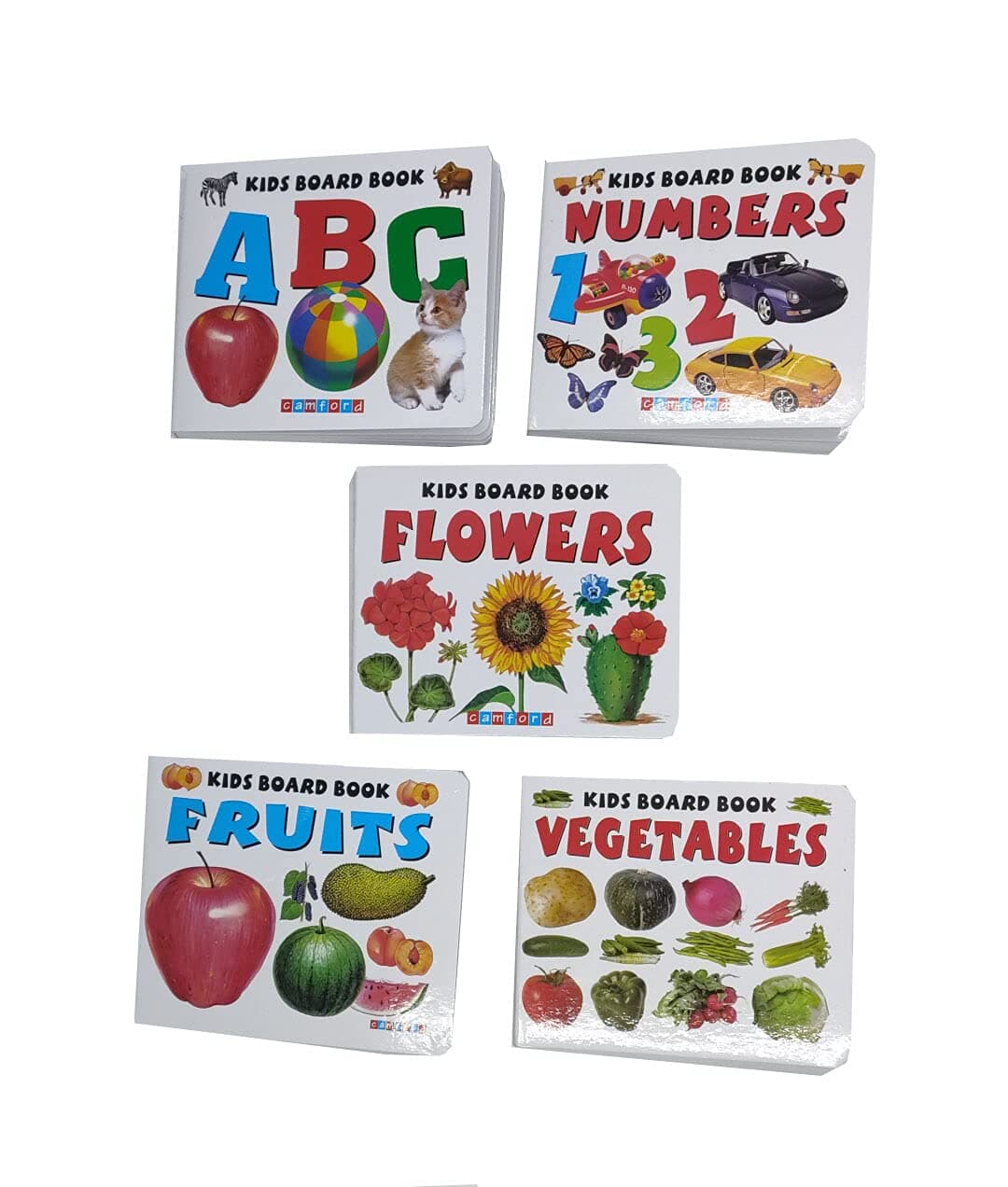 SHIMZAN Kids Pre School Early Learning Alphabets (ABC), Numbers (123), Flowers, Vegetables & Vehicles Picture Book (Set of 5 Books, Size- 11 x 9 CM, Multicolor)