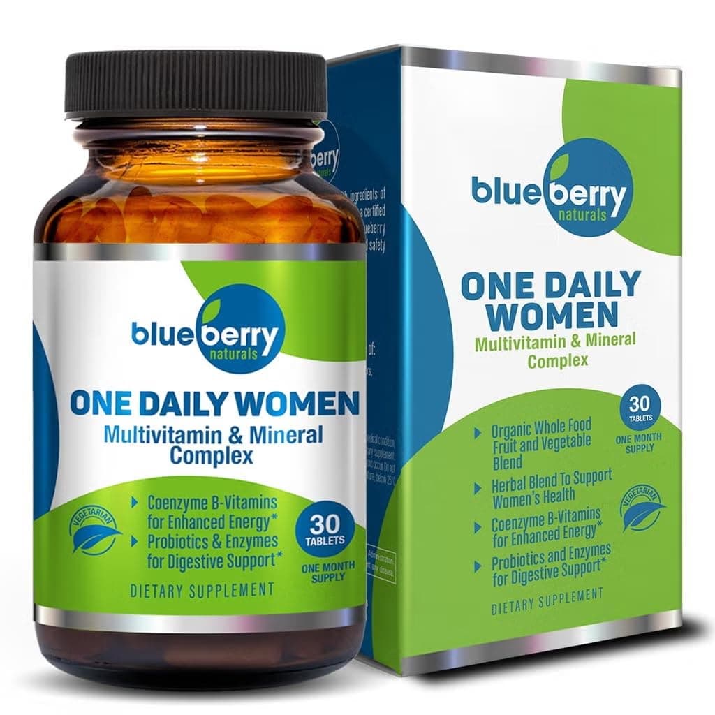 Blueberry Naturals One Daily Women Tablets – 60-Count | Daily Multivitamin & Mineral Complex for Women