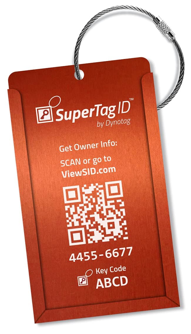 DYNOTAGDynotag Web/GPS Enabled QR Smart Aluminum Convertible Luggage Tag w. Steel Loop (Electric Orange)
