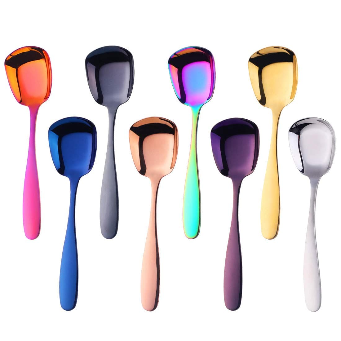 Dessert Spoons Set of 8, Soup Spoons/Table Spoons, 304 Stainless Steel 18/10 (Coloured)