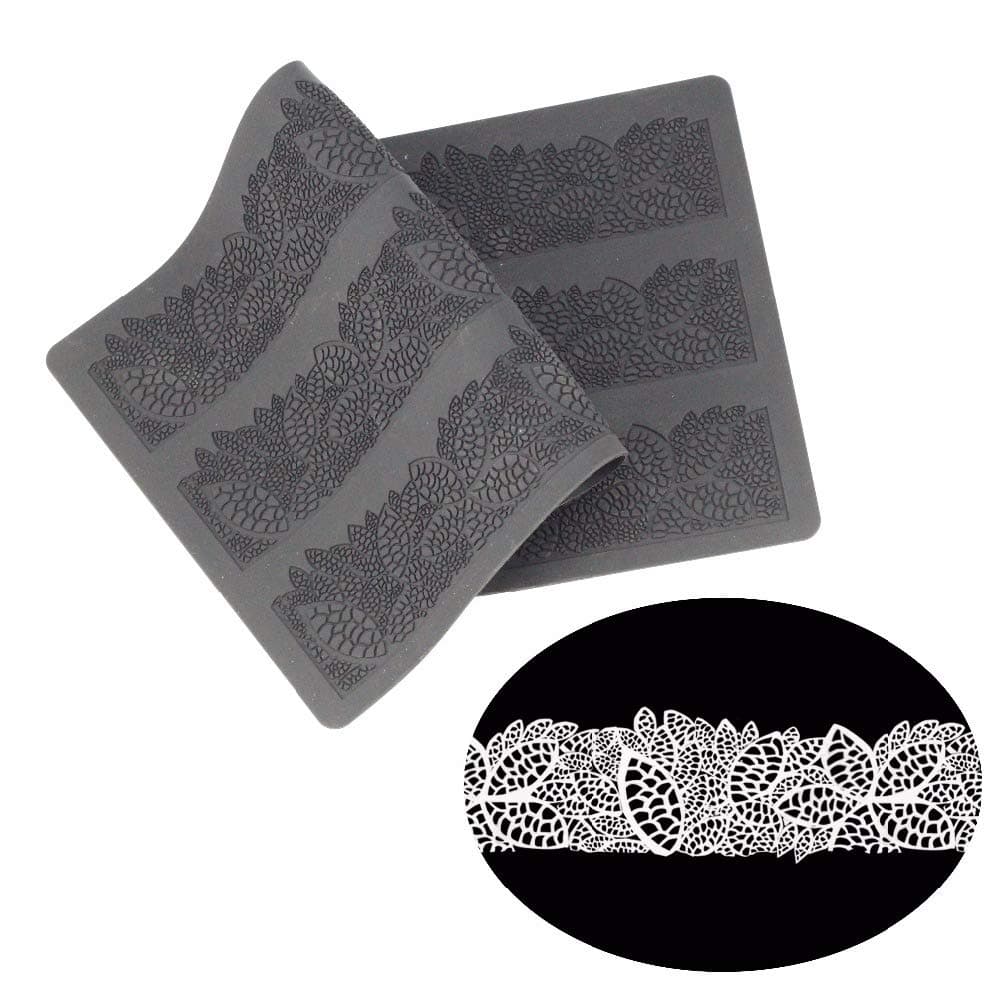 DIY Flower Leaf Silicone Cake Lace Mat Cake Sugar Craft Mould Fondant Decoration Mat Cake Border Brim Lace Embossed Decor Molds Cakes Decorative Lace Pad Cake Texture Embossing Mat Baking Pastry Tools