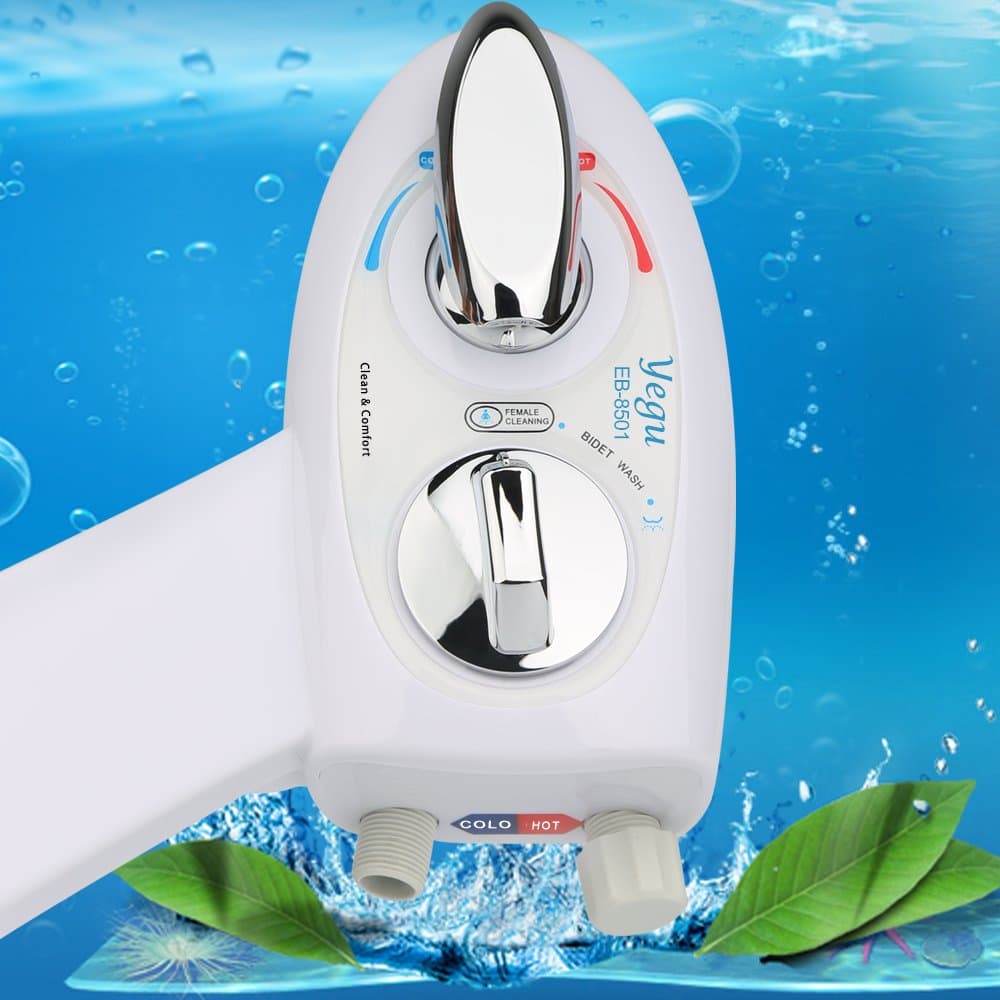 Bidet Toilet Attachment--Self Cleaning Nozzle Hot And Cold Fresh Water spray Non-Electric Mechainical Sprayer Toilet Bidet Sprayer Kit with Pressure Control