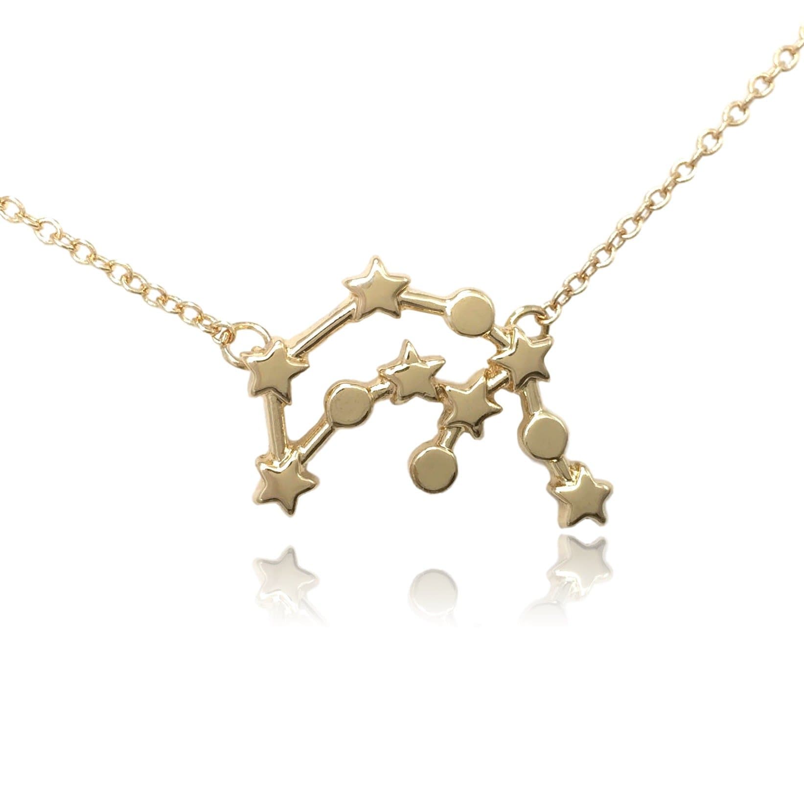 Clayton Online Sales COS (TM) Zodiac Constellation Sign Symbol Pendant Necklace (Aquarius Gold)
