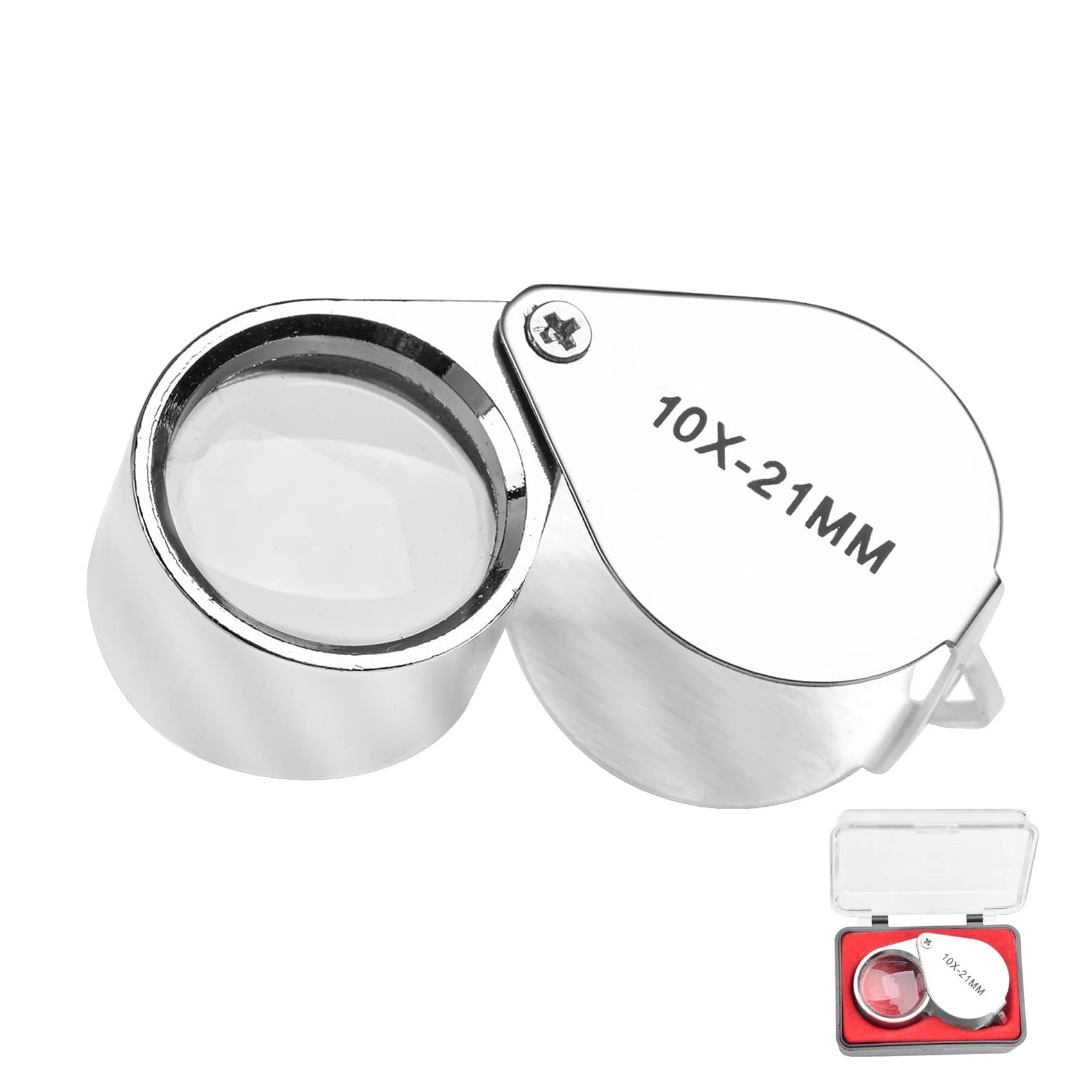 Jewellers Loupe Magnifying Glass, 10X Handheld Magnifier Jewelers Loupes Magnifying Glasses with Case Applied to Science Reading Books Newspaper Insects Hobby Observation (10X)