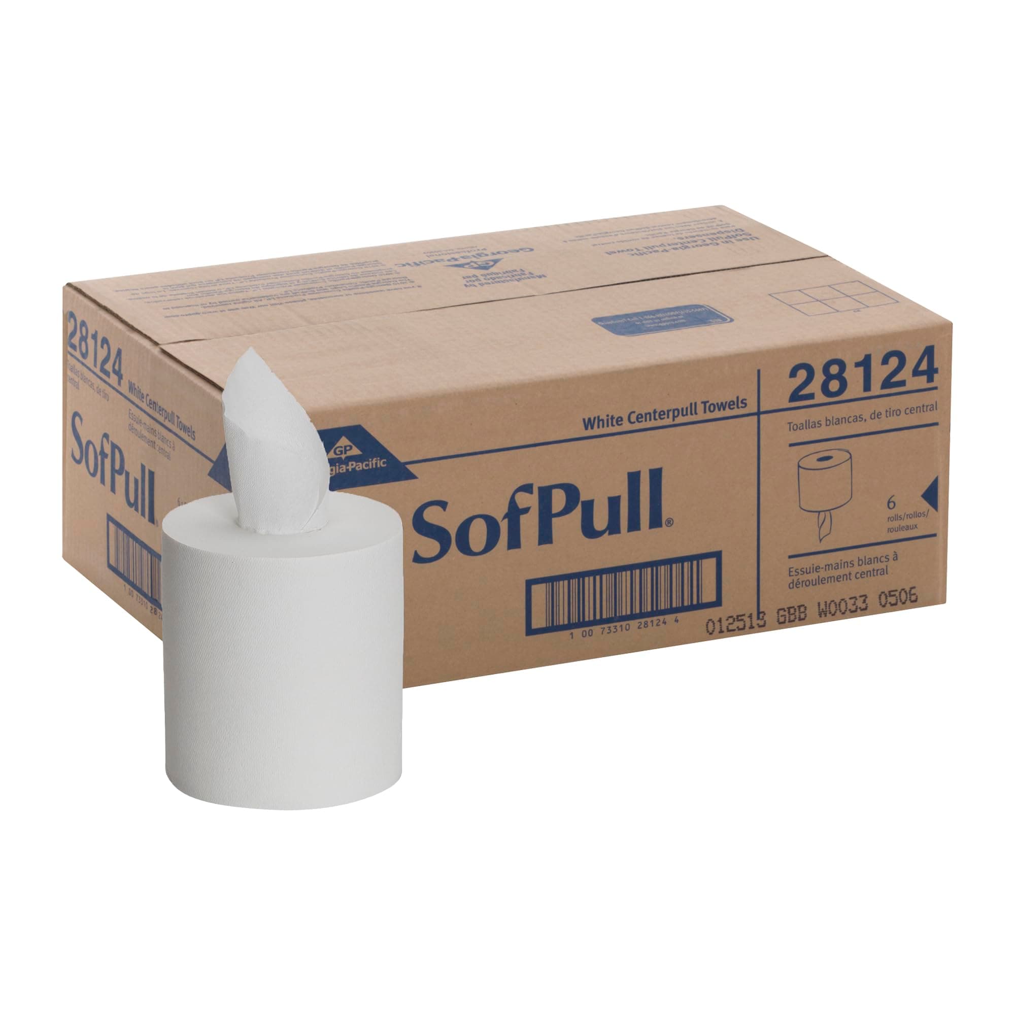 - Georgia-Pacific SofPull Centerpull Regular Capacity Premium Paper Towel, White, 28124, 324 Sheets Per Roll, 6 Rolls Per Case