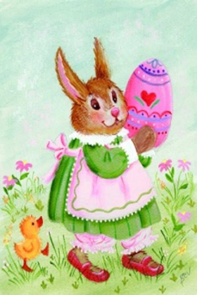 Egg Carry Bunny Easter Garden Flag Chick Decorative Eggs Spring Floral 12"x18"
