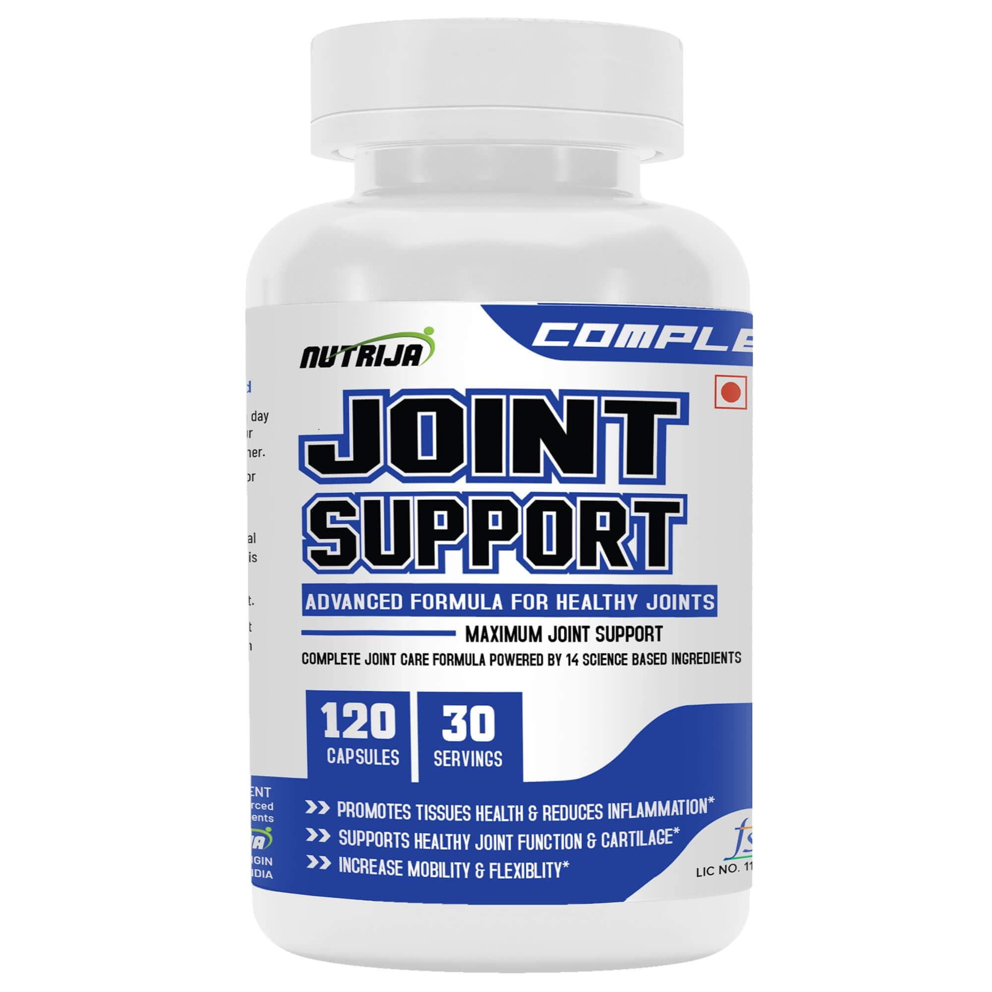 Nutrija Joint Support - COMPLETE JOINT SUPPORT FORMULA POWERED BY 7 SCIENCE BASED INGREDIENTS - 120 Capsules