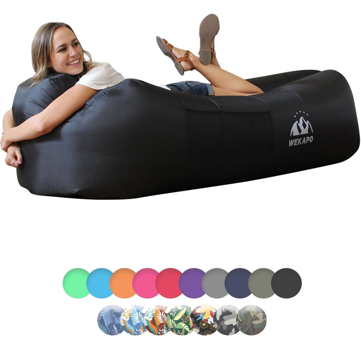 WEKAPO Inflatable Couch Air Lounger Chair - Camping & Beach Accessories, Portable Blow up Sofa for Hiking, Lawn, Indoor/Outdoor Movies & Music Festivals. Lightweight and Easy to Set Up Air Hammock