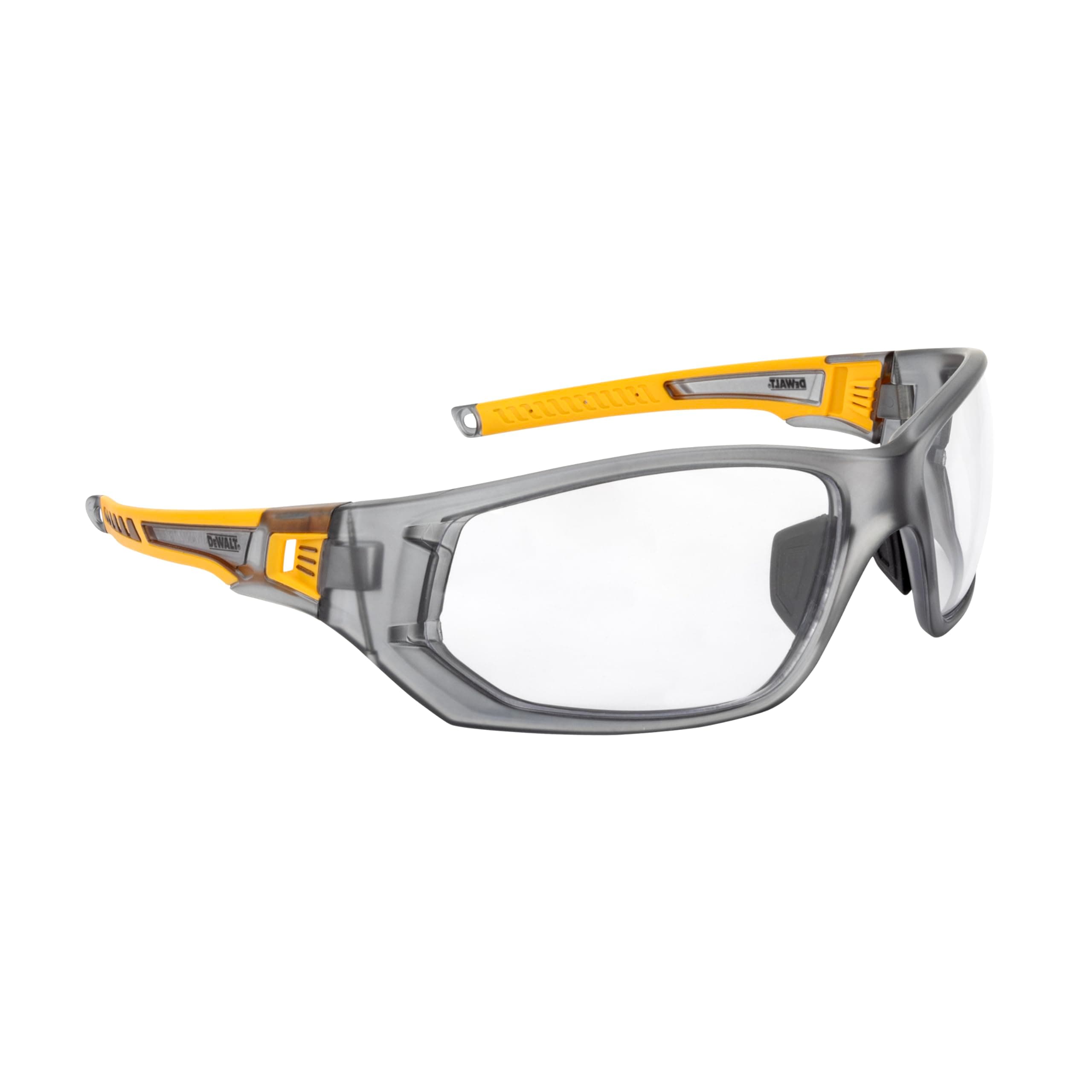 DEWALT DPG112-1D Miter™ Premium Vented No-Slip Safety Glasses – Clear Lens – Vented Frame & Lenses – Rubber Temples & Nosepiece – 1 Pair