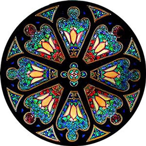 STAINED GLASS WINDOW ART - STATIC CLING DECORATION - USA TIFFANY ROSE WINDOW