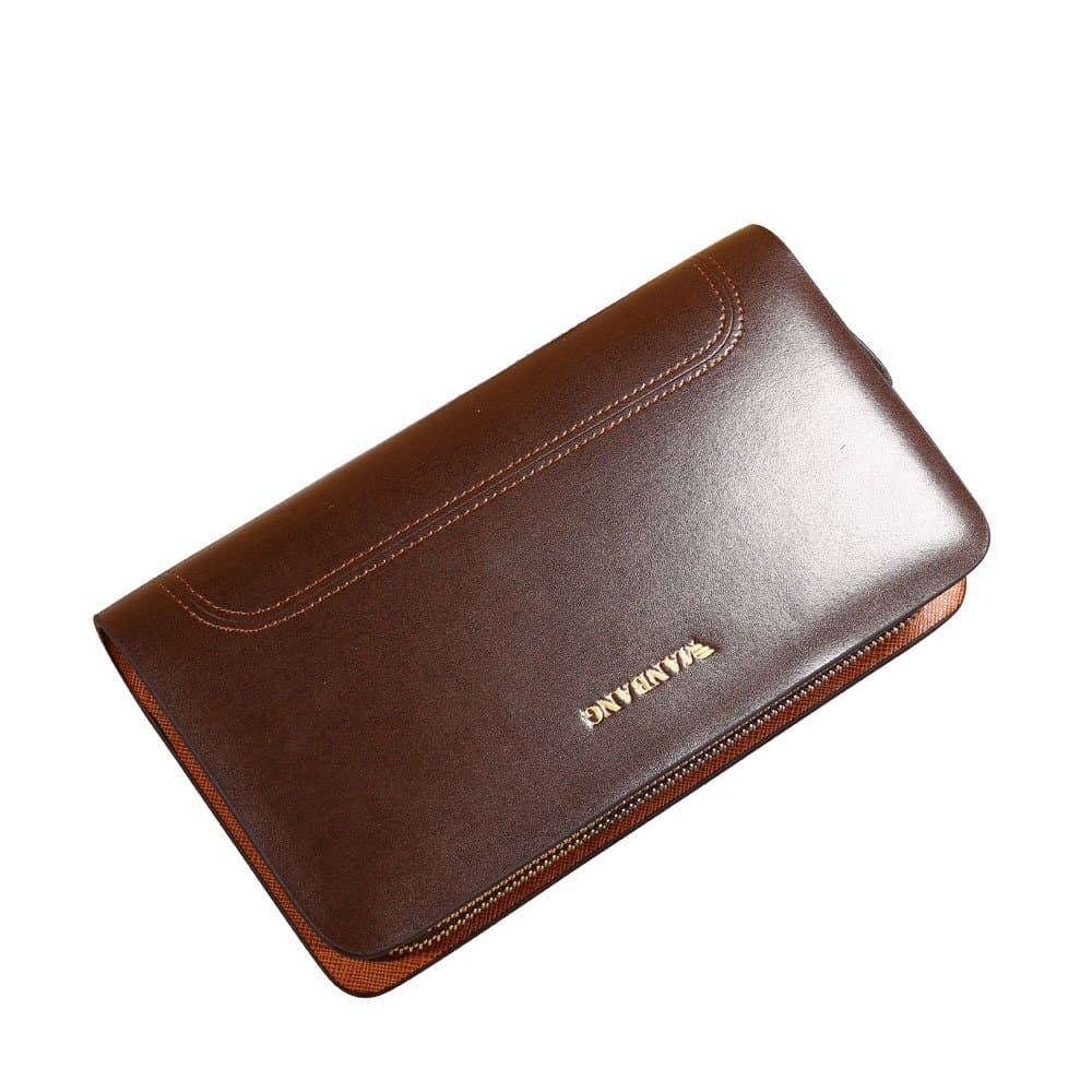 Men's Italian Genuine Leather Clutch Handbag Organizer Checkbook Long Wallet