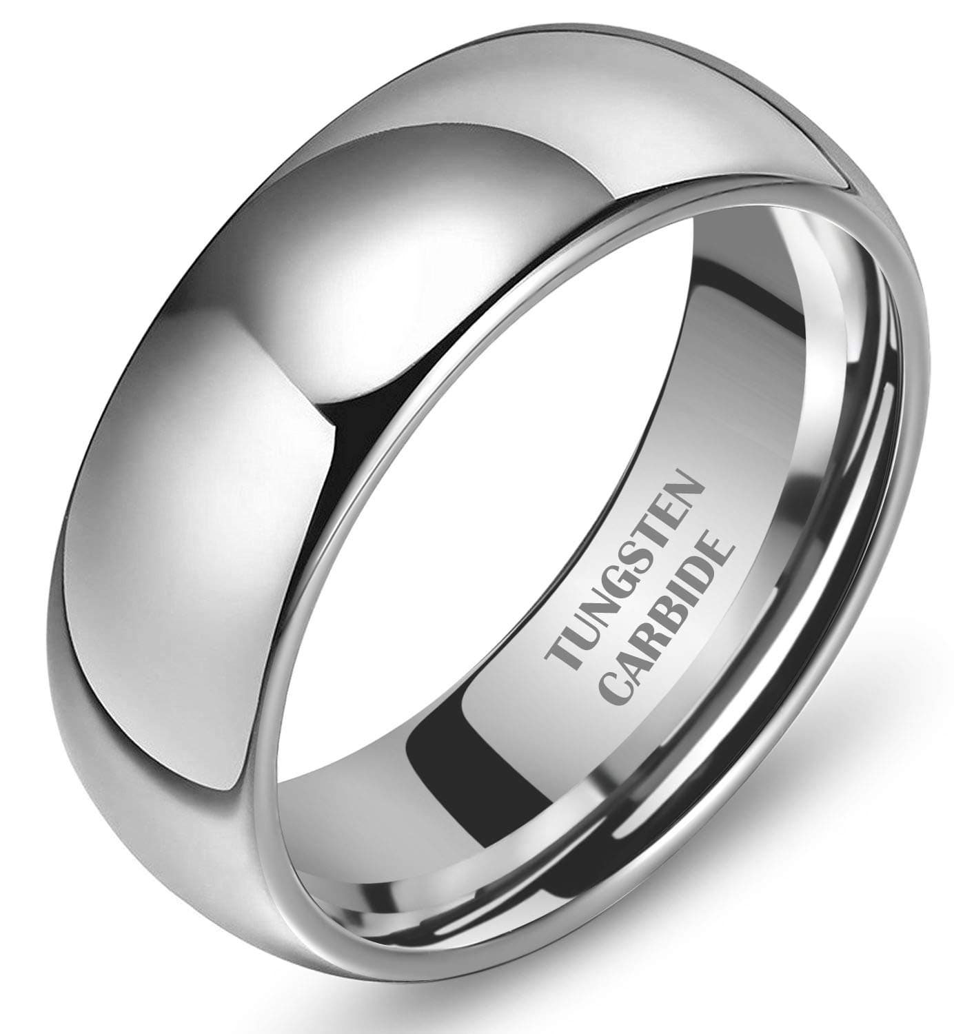 Sj Fashion 8mm Dome Polished Plain Tungsten Ring Mens Wedding Bands Comfort Fit