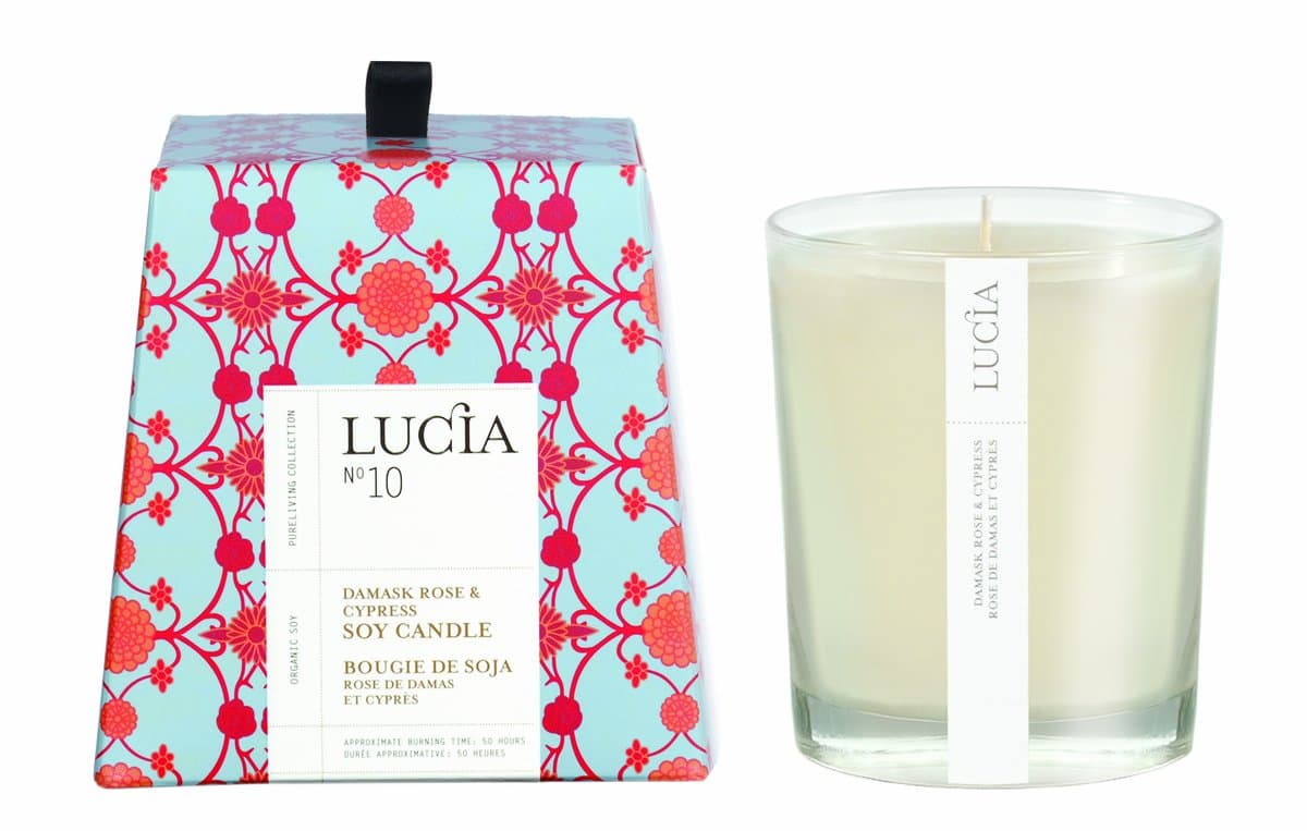 Lucia Candle, Damask Rose and Cypress, 0.47 Ounce