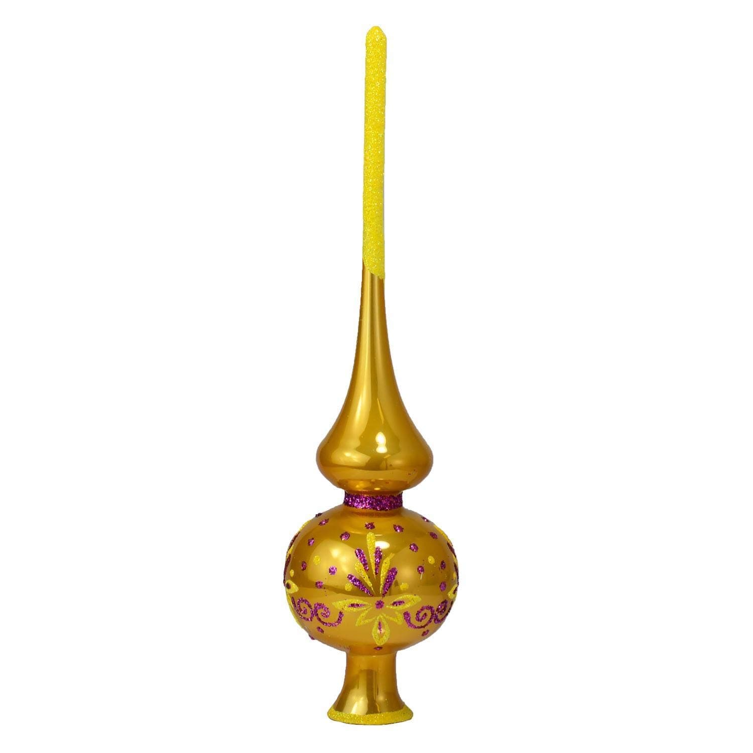 HolidayGiftShopsAriadne Yellow Glass Christmas Tree Topper