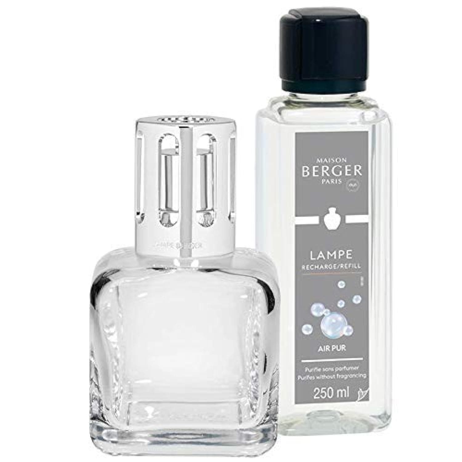 MAISON BERGERLampe Giftset Ice Cube - Home Fragrance Diffuser - Perfuming - 5.5 x 5.2 x 8.5 inches - Made in France - Includes Fragrance Essential Neutral 8.45 Fluid Onces - 250 milliliters (Clear)