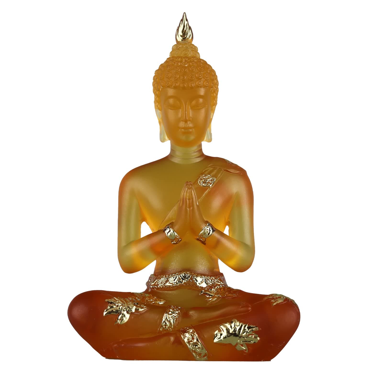 Glass Buddha Statue, Transparent Small Sculpture Collection Decoration, Meditation Sitting Buddha Lucky Statue Zen Decoration Glass Buddha Statue Living Room Office Meditation Room Decoration (Orange)